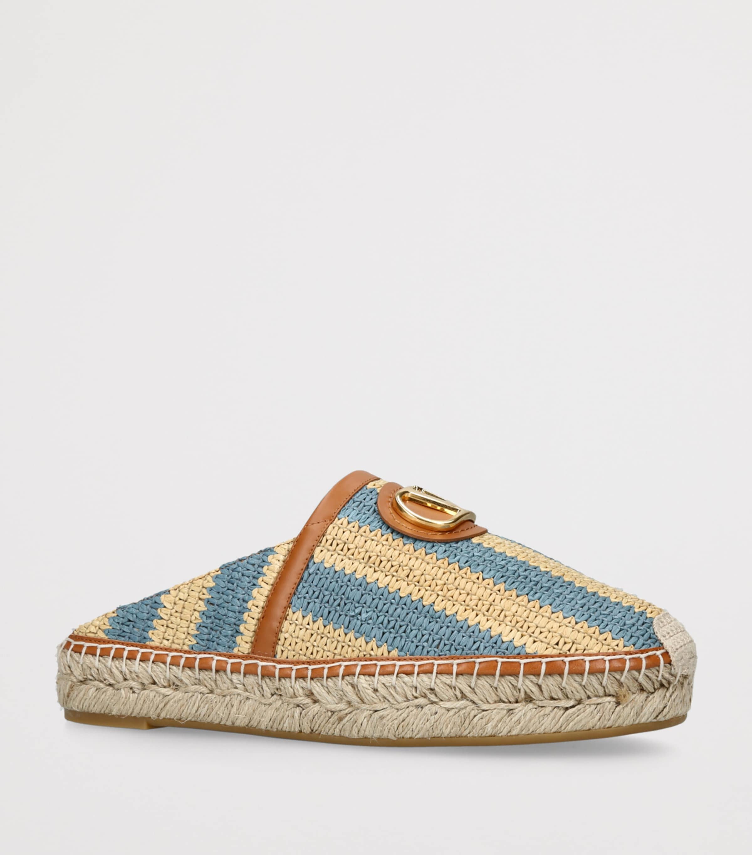 Valentino Garavani Leather Espadrille Mules Beige Comb Image 3