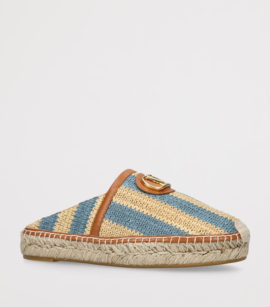Valentino Garavani Leather Espadrille Mules Beige Comb Image 3