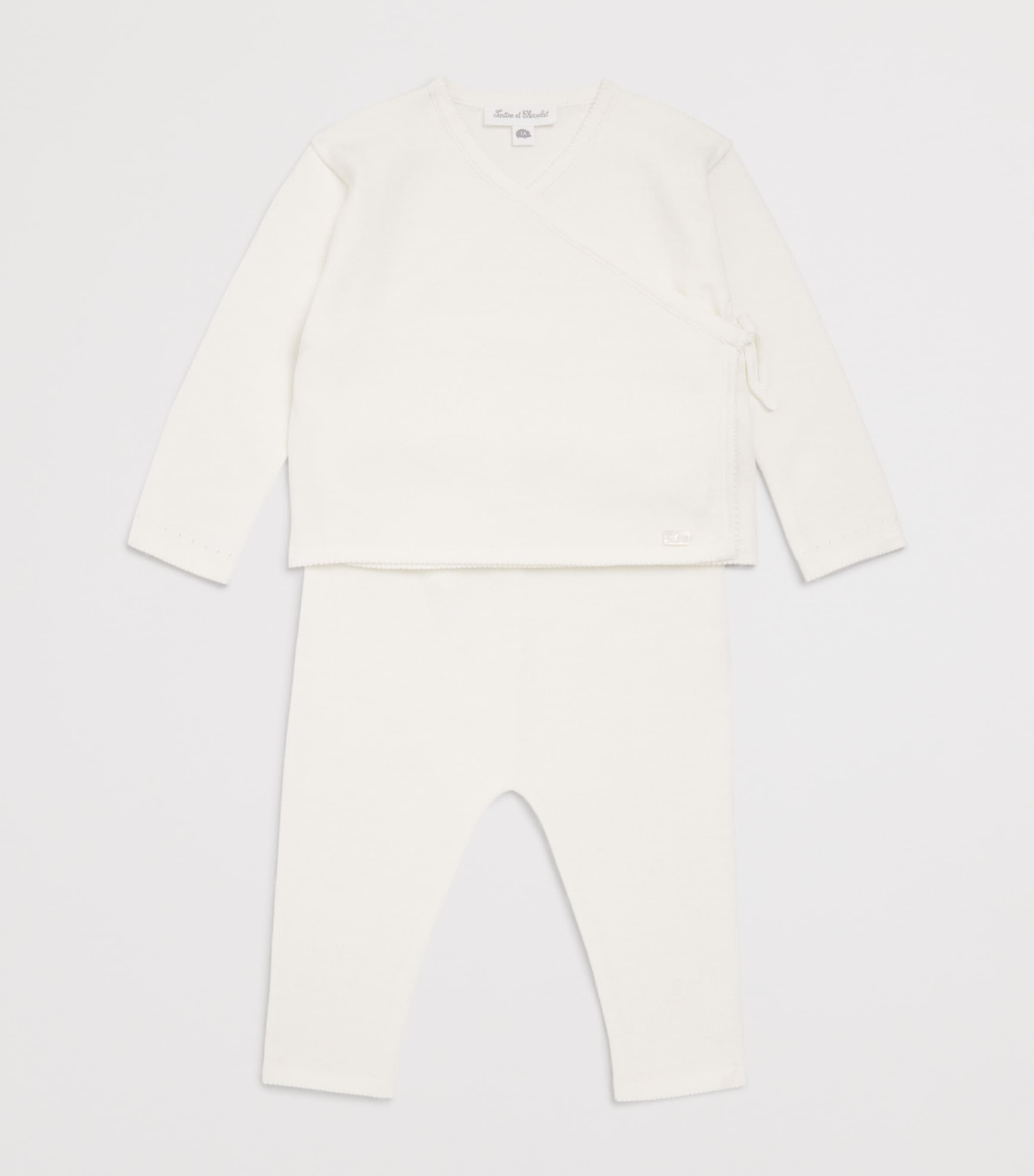 Cotton Wrap Cardigan and Leggings Set (1-24 Months) 13NACRE Image 3