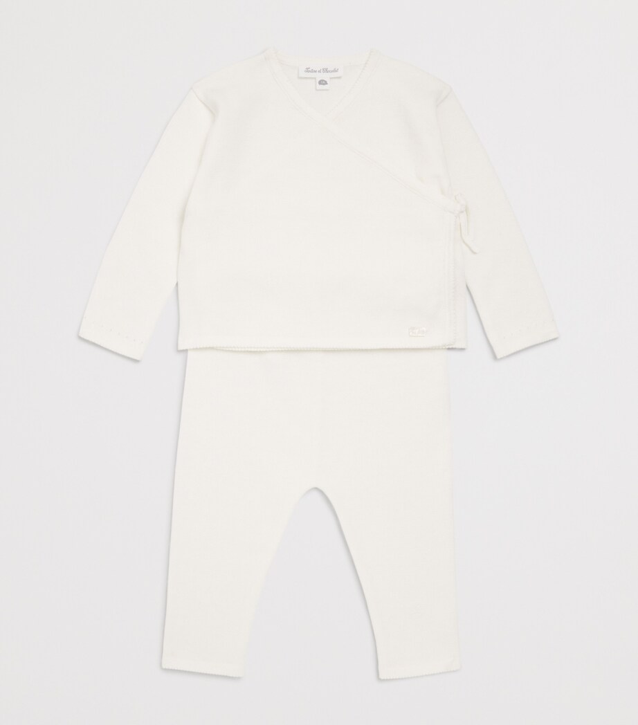 Cotton Wrap Cardigan and Leggings Set (1-24 Months) 13NACRE Image 3