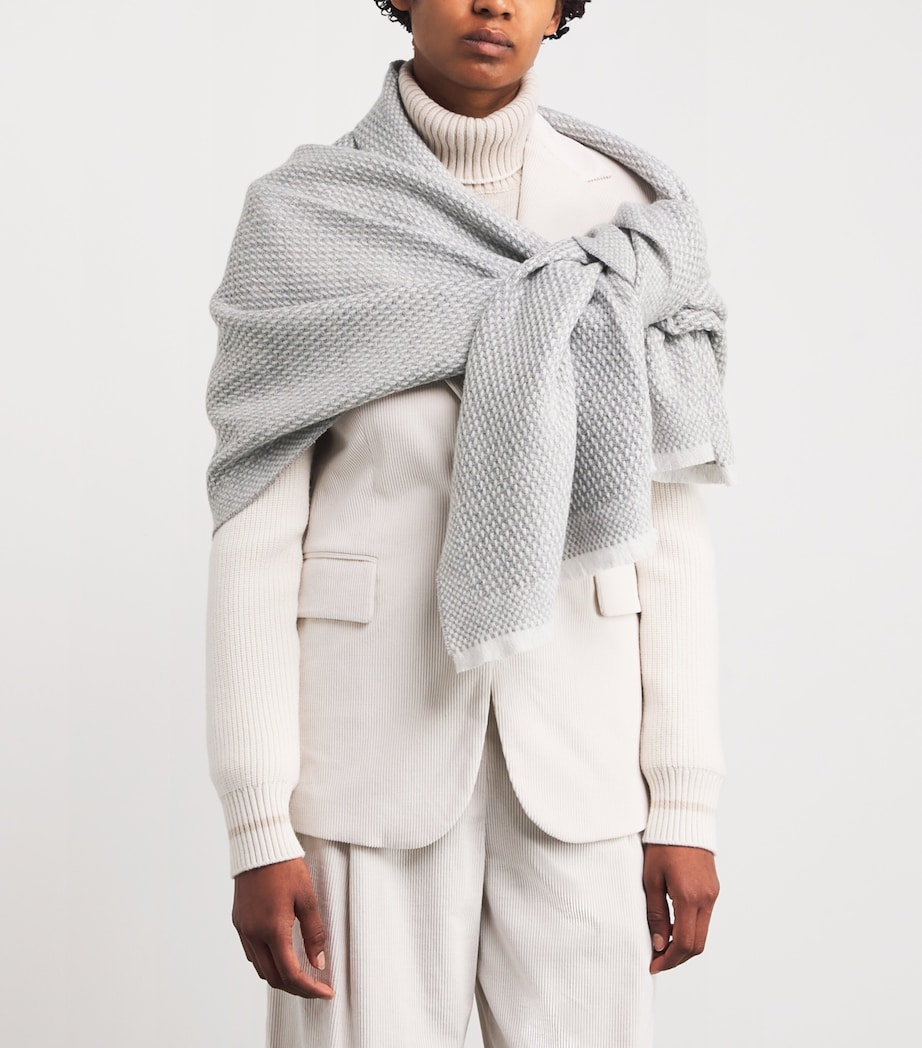 Fringe-Trim Scarf GRIGIO CHIARO MELANG Image 2