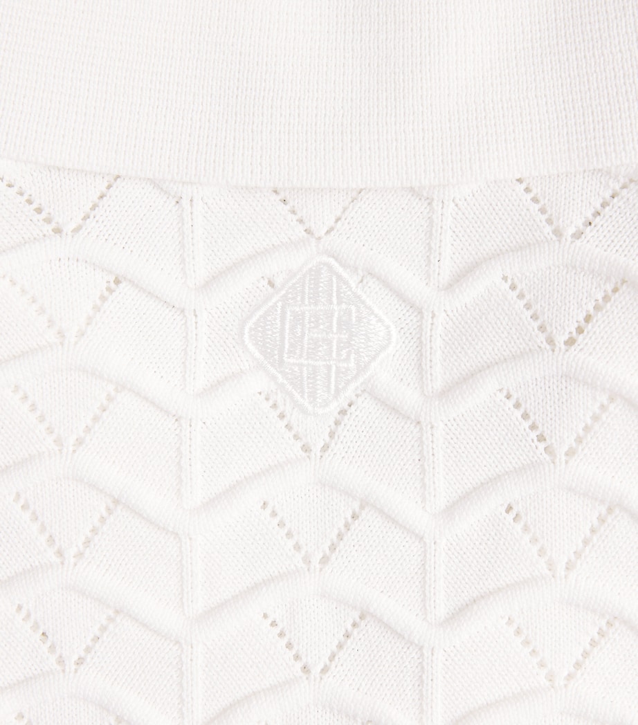 CHÉ Mens Ripple Knitted Polo Shirt White Image 6