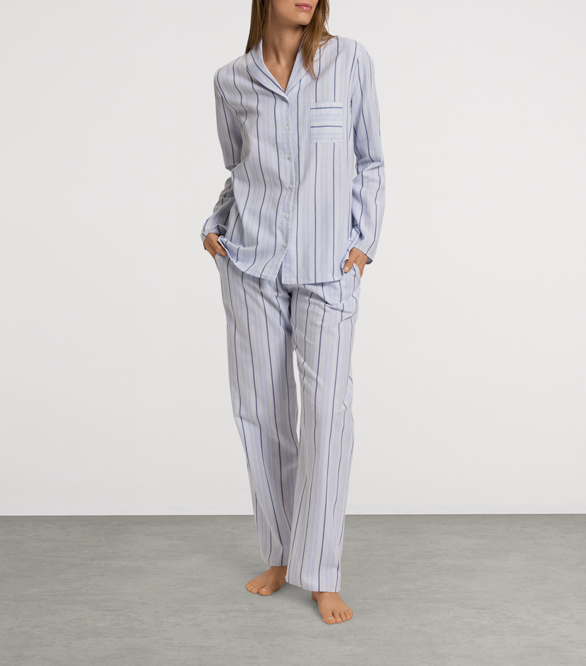 Cotton Stripe Pyjama Shirt POWDER BLUE STRIPE Image 5