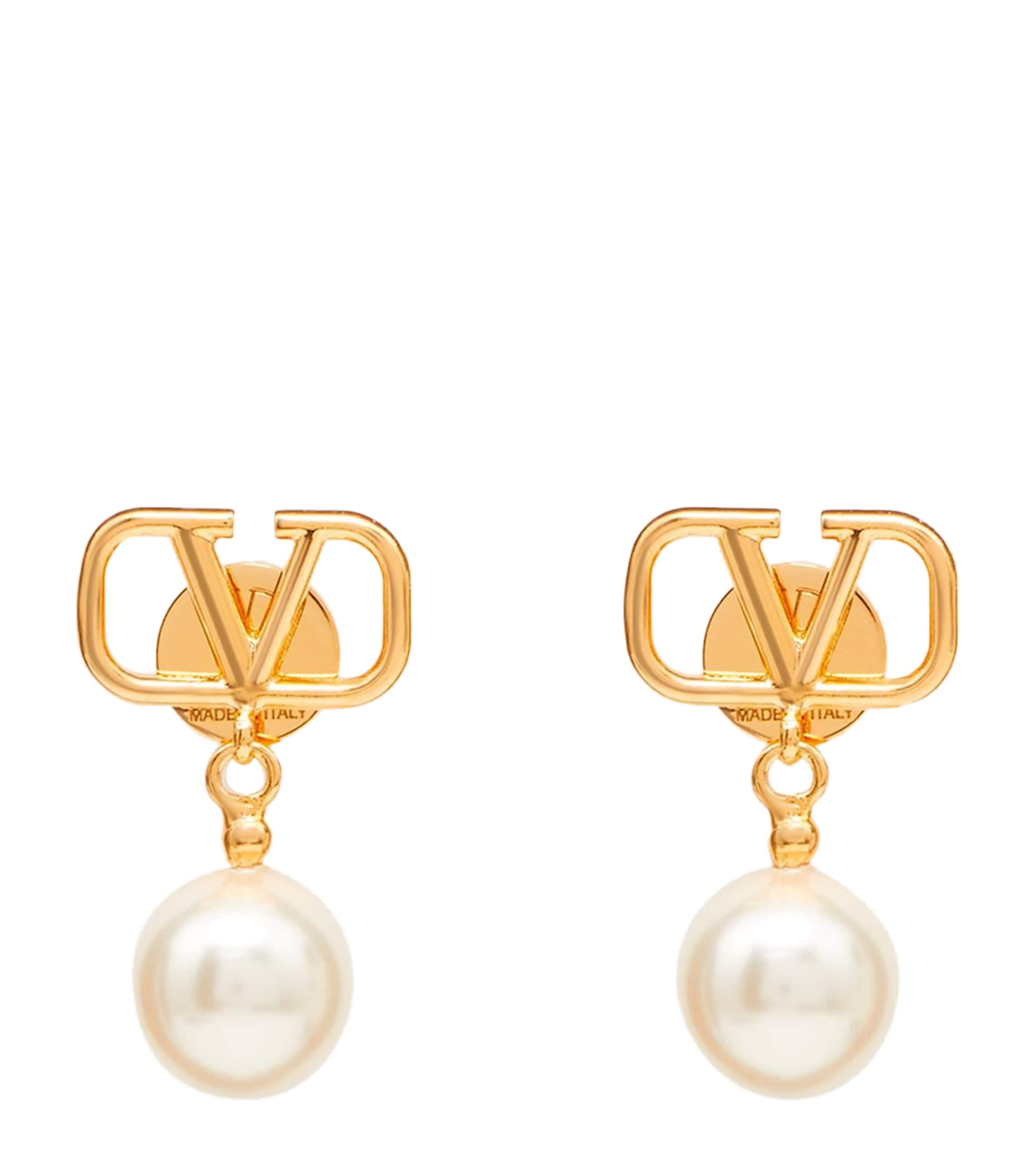 Valentino Garavani Swarovski Pearl VLOGO Earrings | Fashion Jewellery | Earrings | Designers | Valentino Garavani | Men Clothing | Knitwear | Cardigans | Women Clothing | Skirts | Mini Skirts | Women Shoes | Boots | Biker Boots | Jewellery Bestsellers