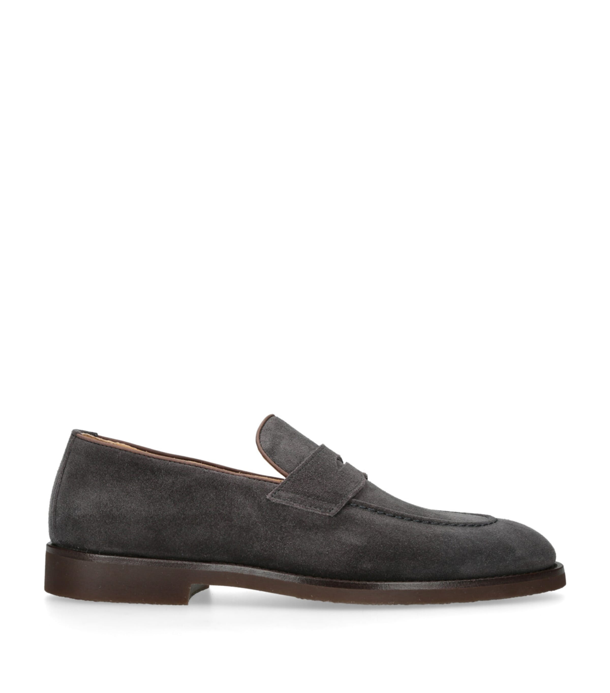 Brunello Cucinelli Suede Penny Loafers Grey/other Image 1