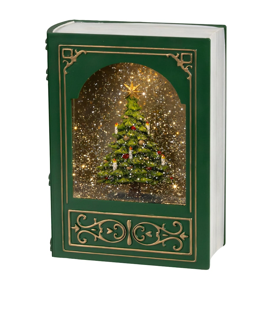 Harrods Book Snow Globe Green/warm White Image 1