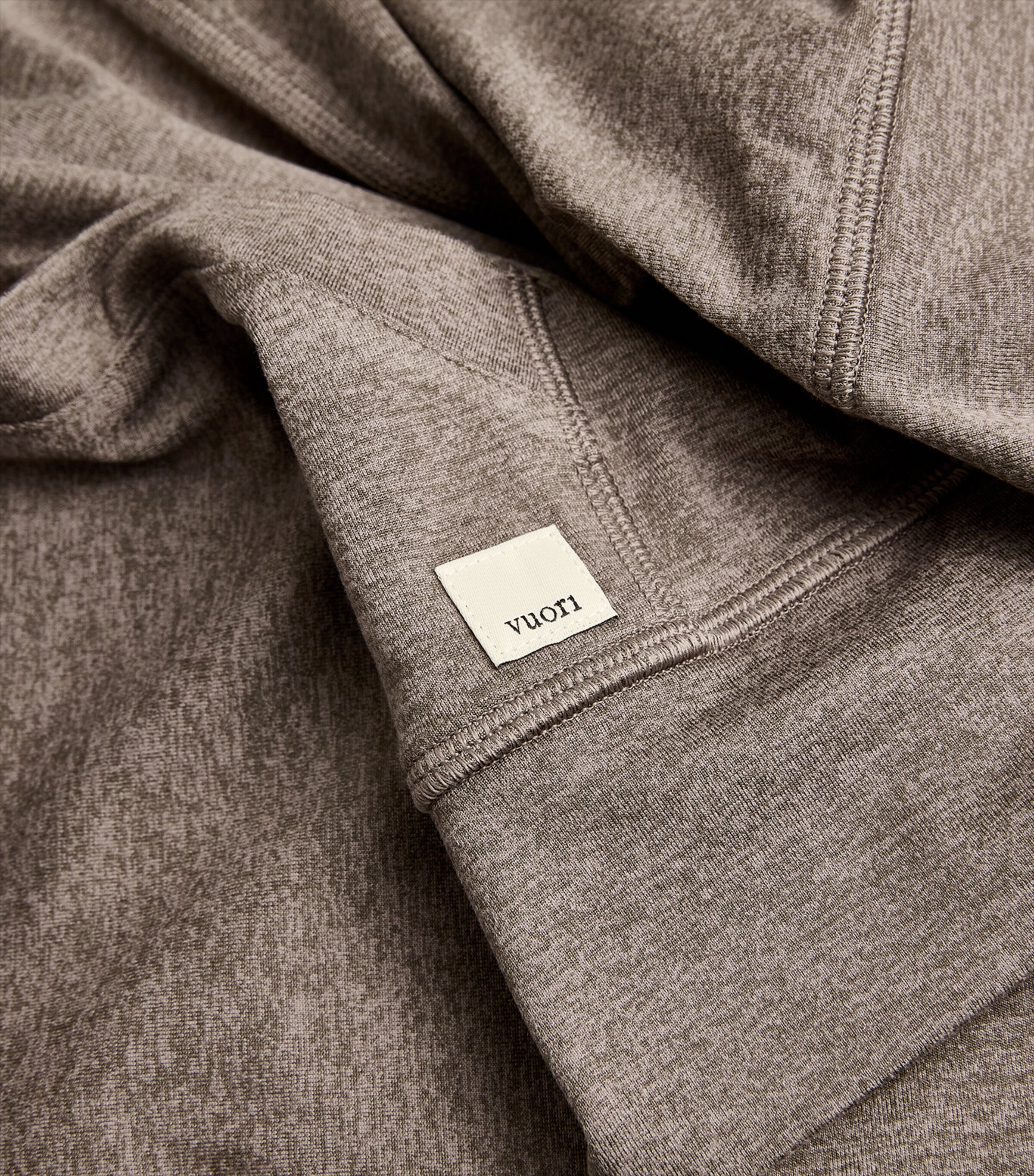 VUORI Mens DreamKnit Ponto Performance Hoodie Warm Grey Heather Image 5