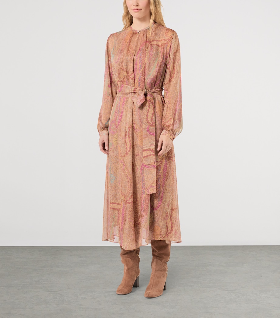 Marina Rinaldi Womens Silk Printed Maxi Dress Camel Image 3