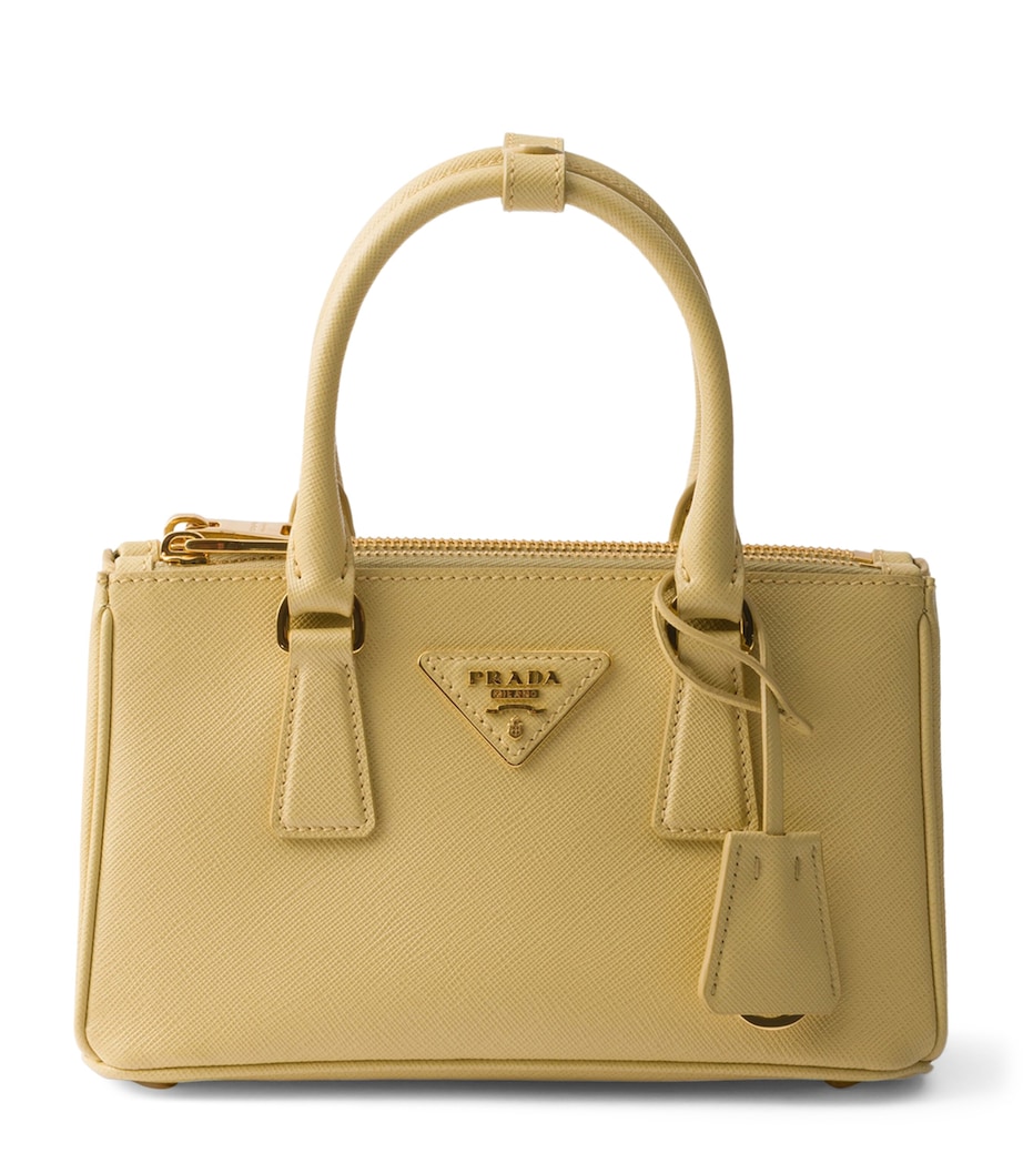 Prada Mini Saffiano Leather Galleria Shoulder Bag Yellow Image 1