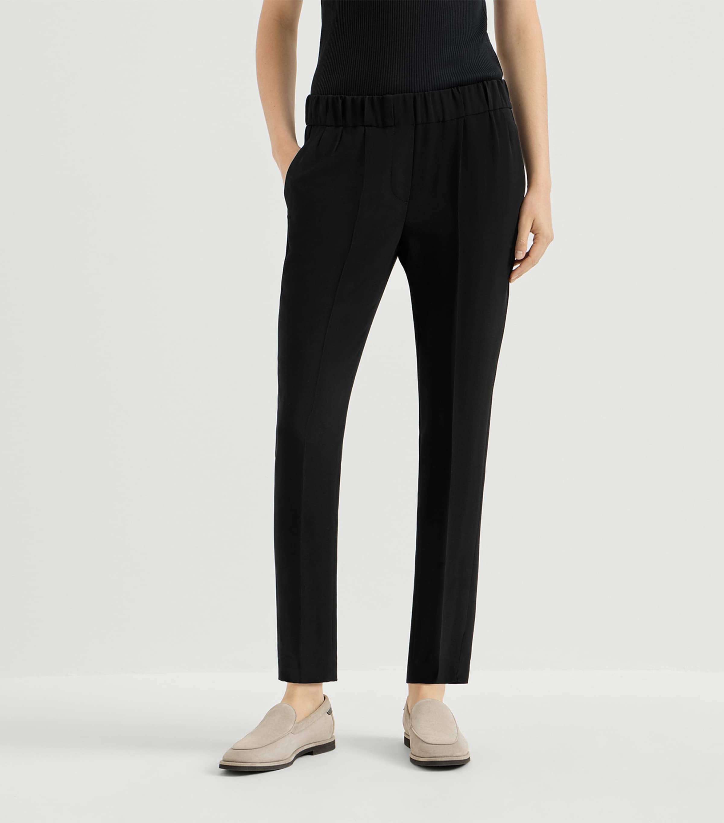 Brunello Cucinelli Womens Crepe Cady Slim Trousers Image 4