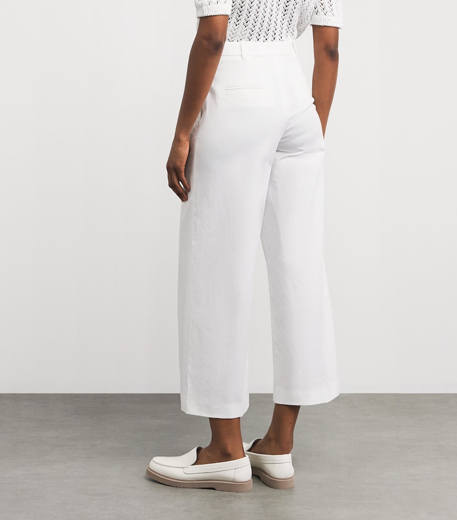 Eleventy Womens Stretch-Cotton Cropped Wide-Leg Trousers Bianco Image 5