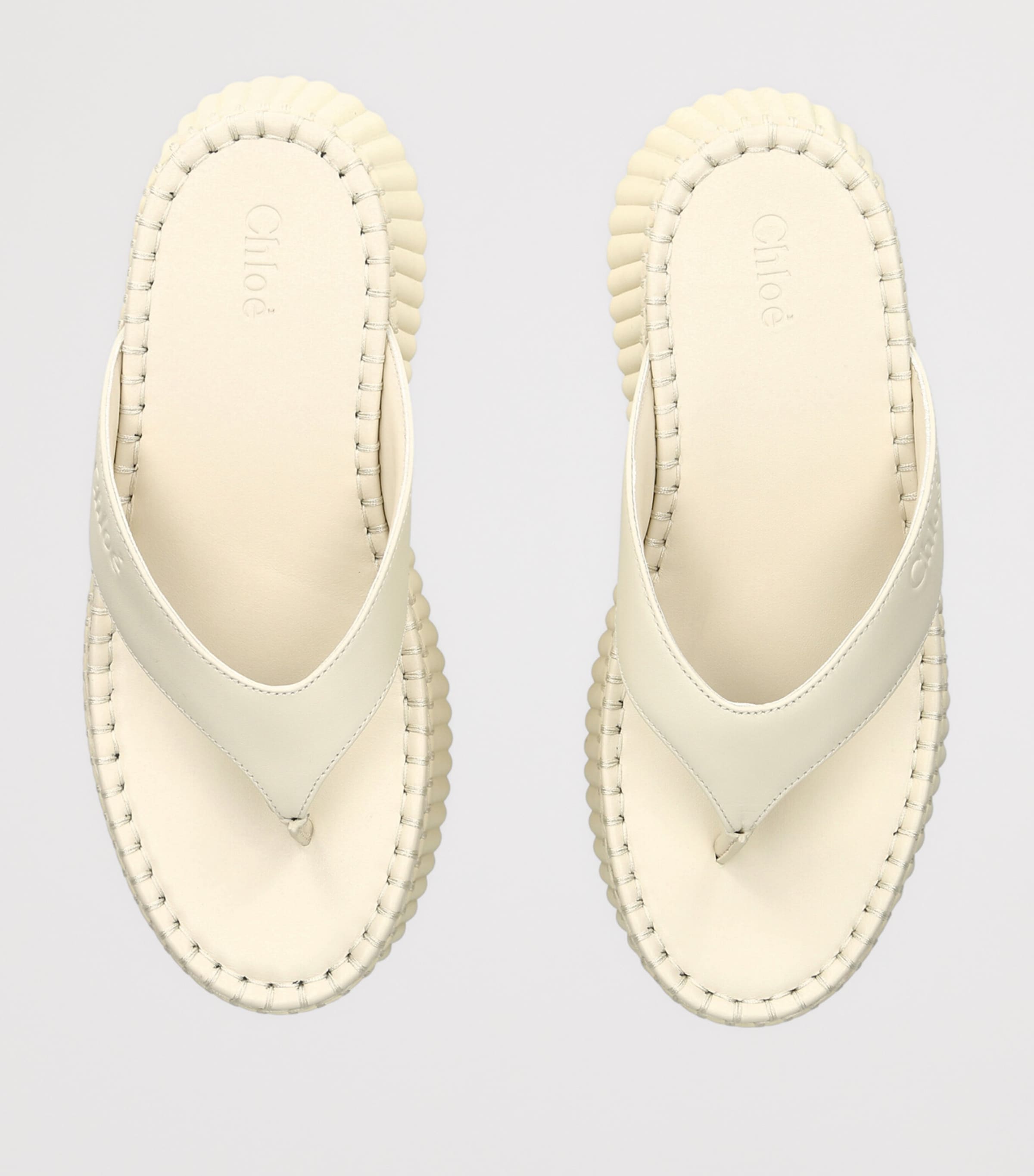 Chloé Leather Nama Platform Thong Sandals 50 White Image 3