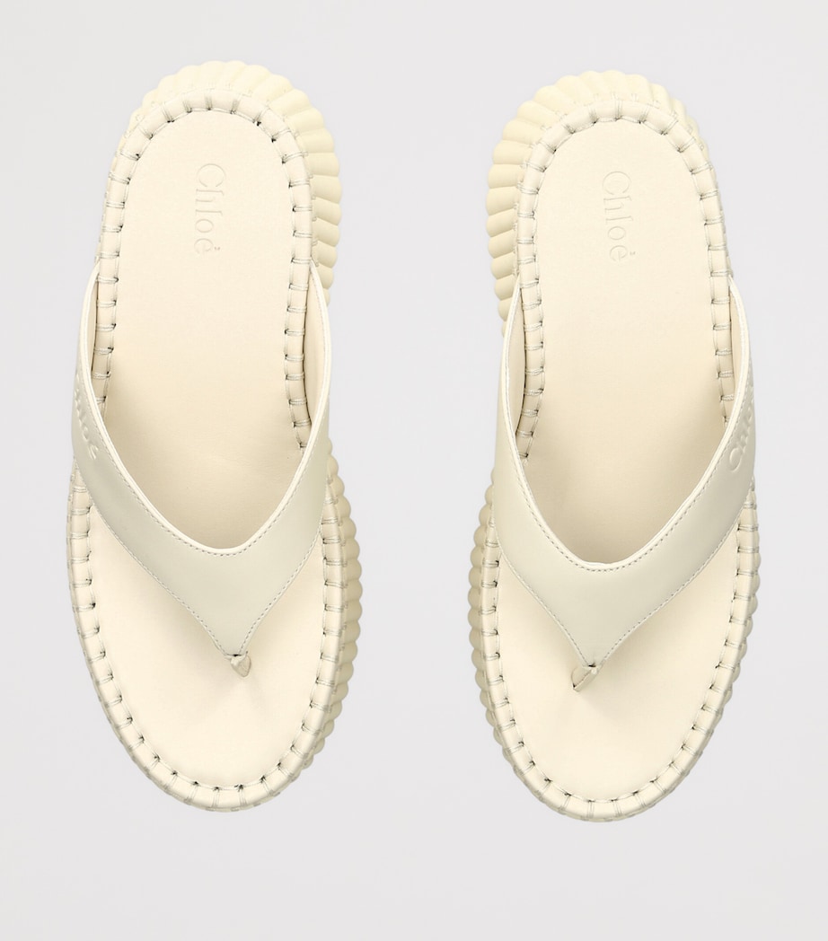 Chloé Leather Nama Platform Thong Sandals 50 White Image 3