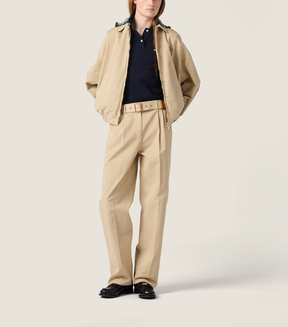 Miu Miu Womens Gabardine Hooded Jacket Neutral Image 2