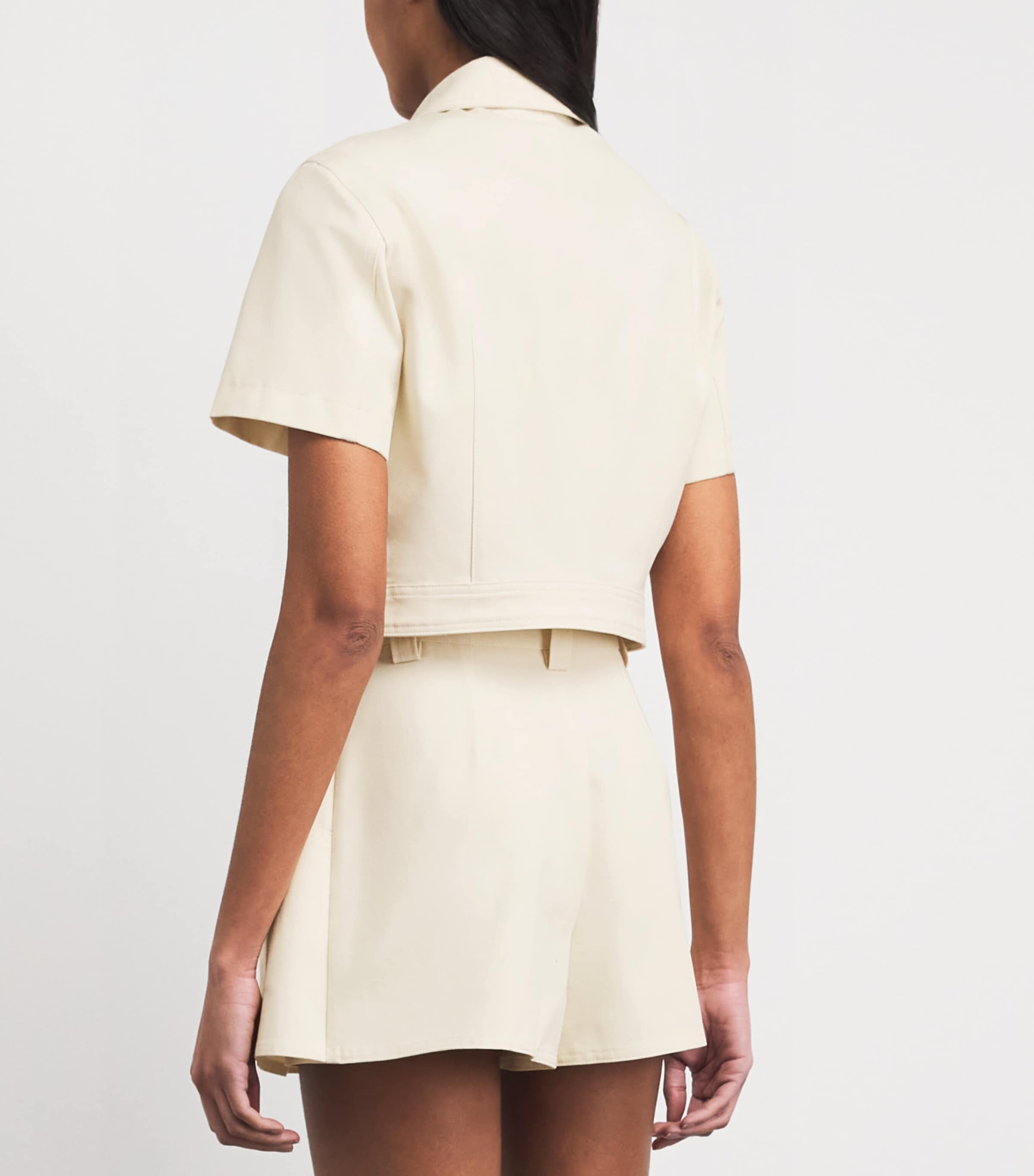 Cotton Cropped Jacket ECRU Image 5