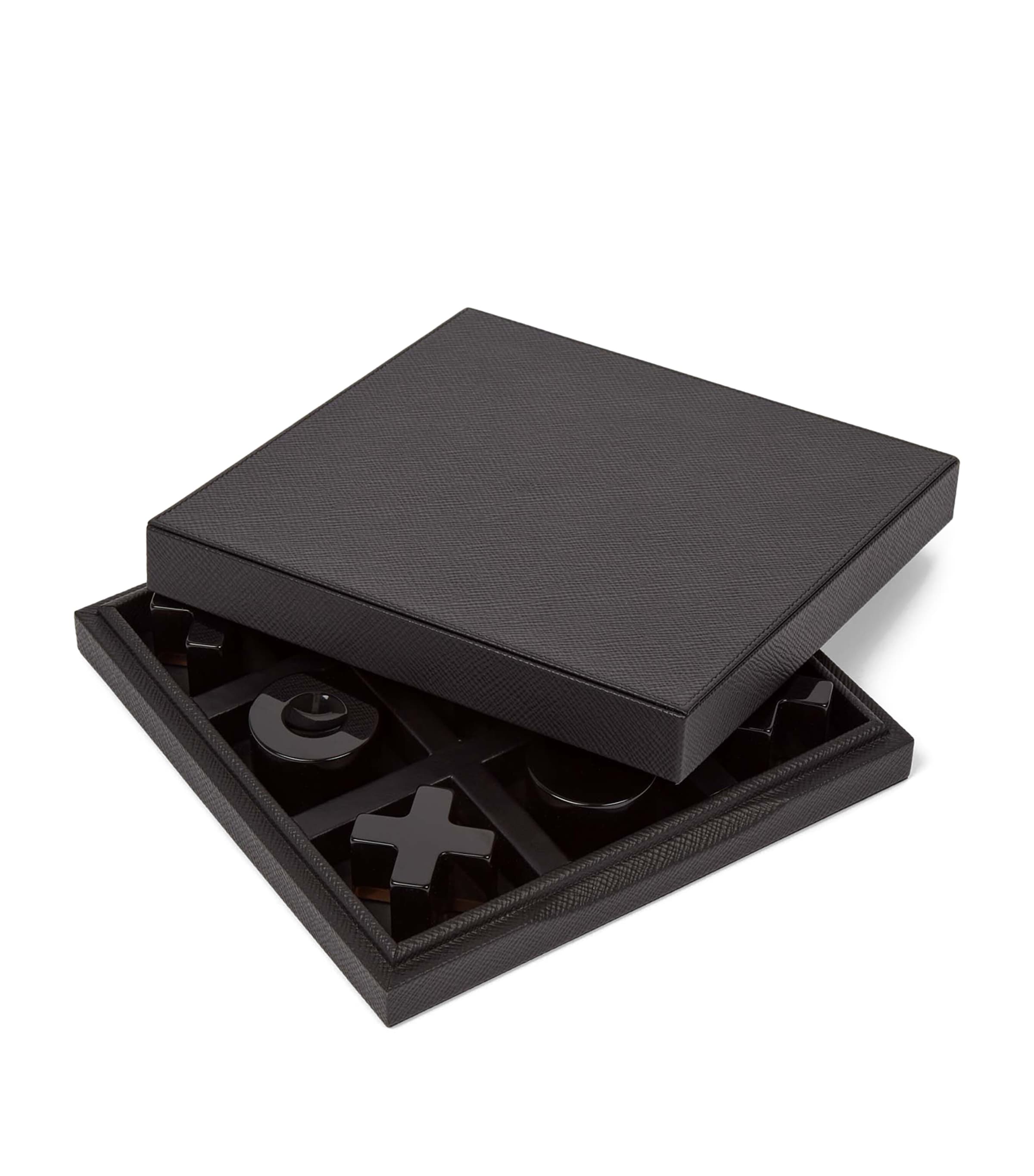 Panama Leather Noughts and Crosses Board Game BLACK Image 3