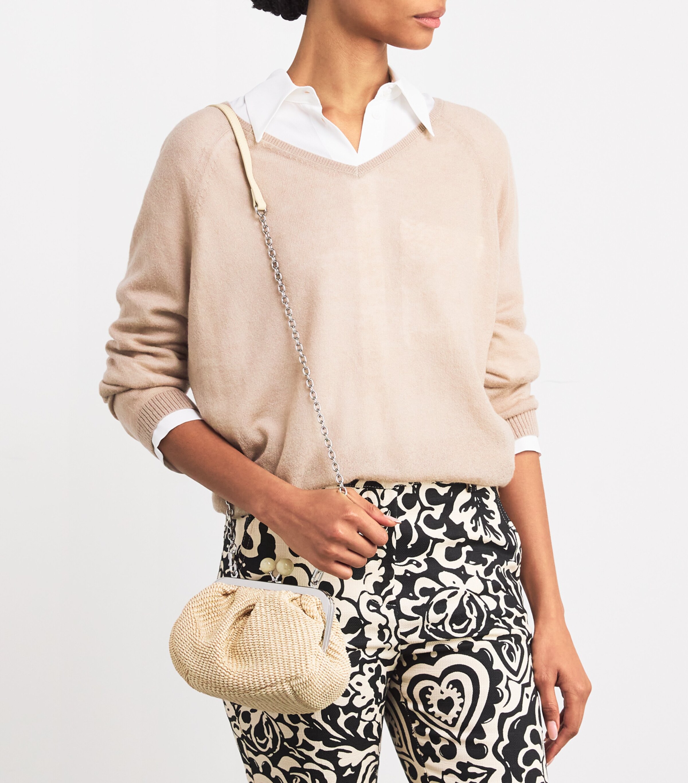 Small Raffia-Effect Pasticcino Bag MILK Image 2