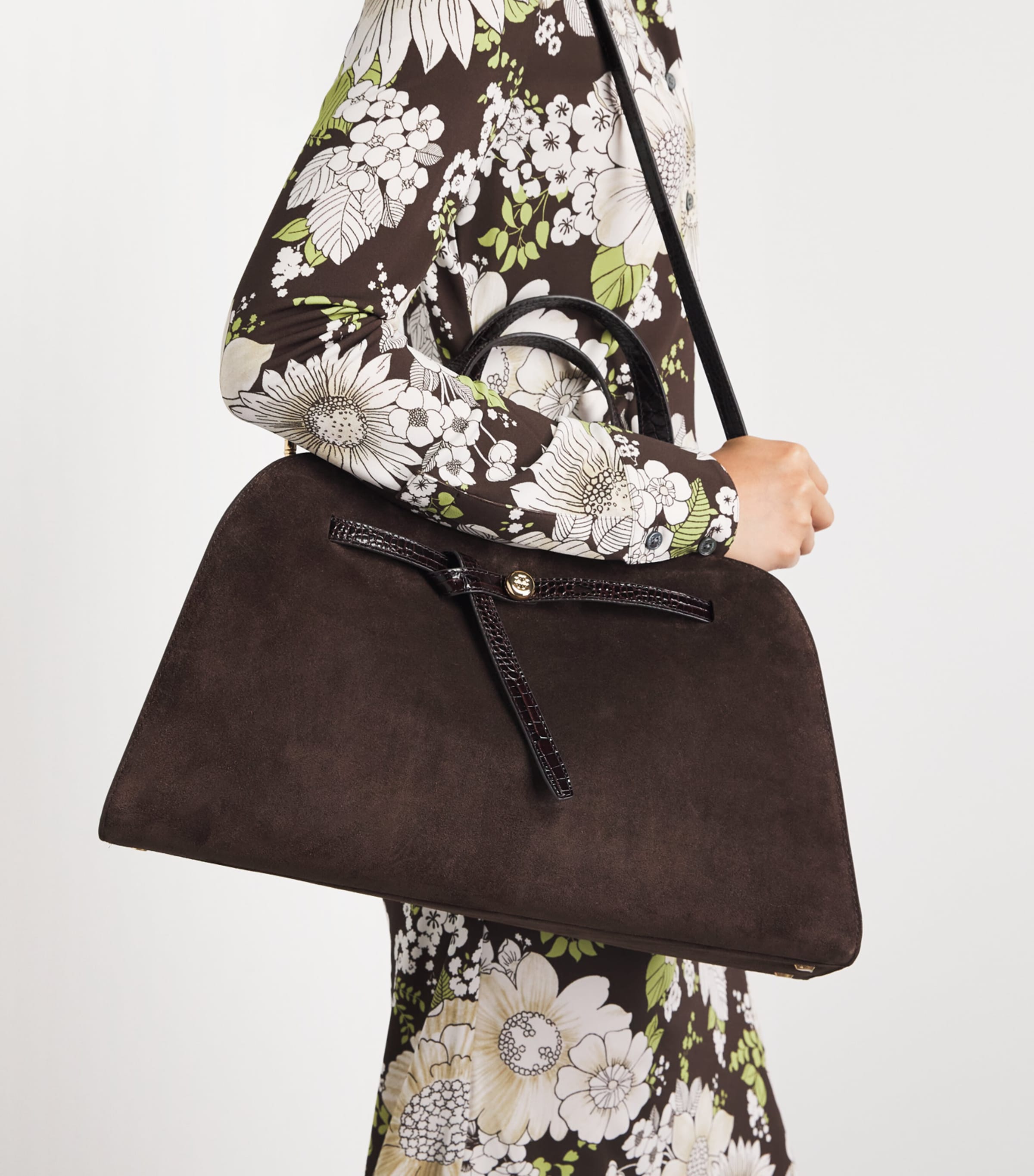 Tory Burch Suede  Romy Cross-Body Bag Dark Cocoa Image 2