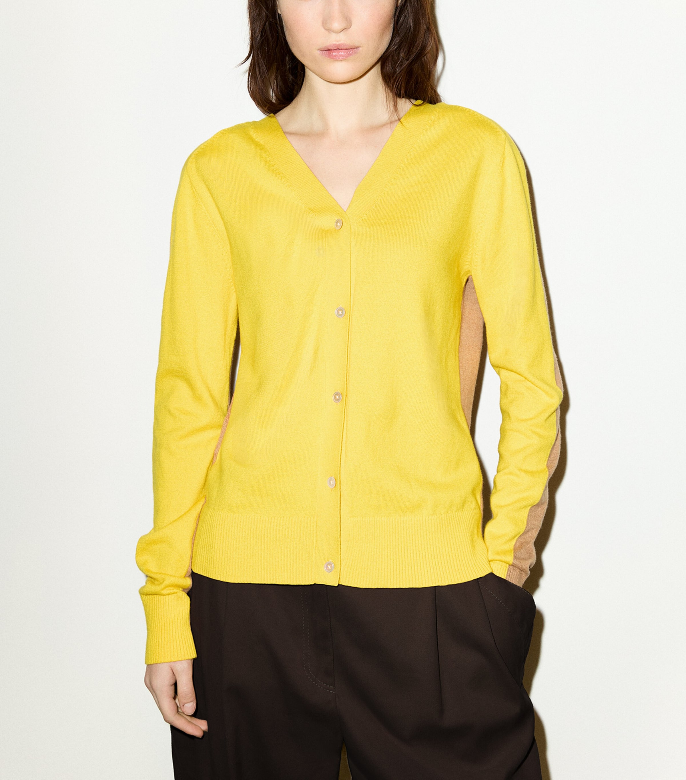 MAX&Co. Womens Cotton-Cashmere Reversible Cardigan Camel Image 5