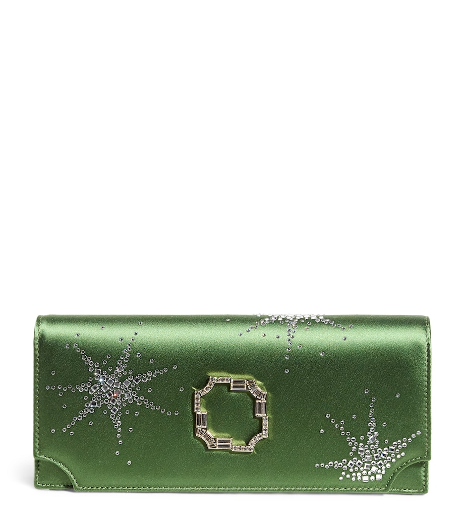 Satin Embellished Vivien Clutch Bag HARRODS GREEN Image 1