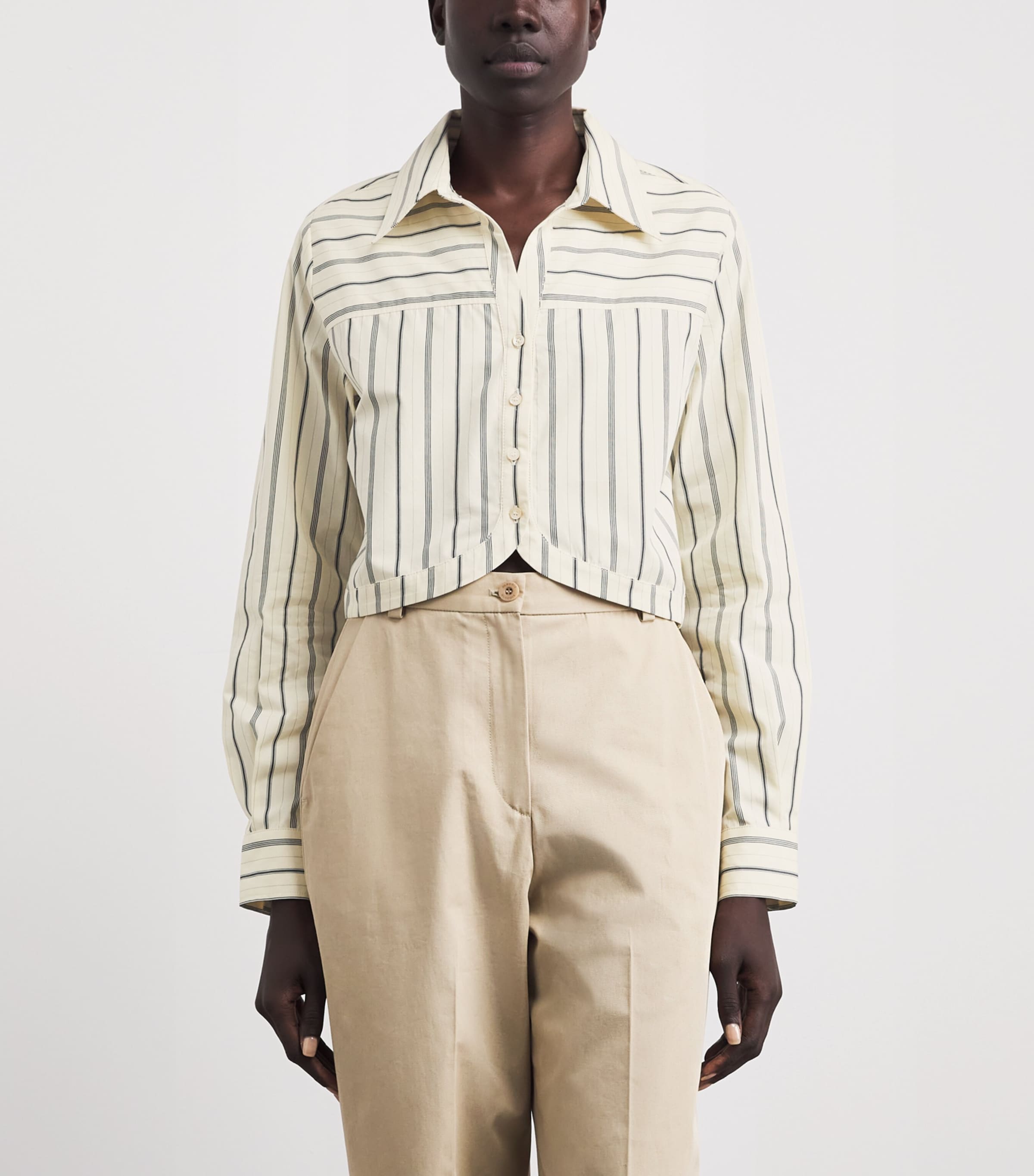 Claudie Pierlot Womens Cotton Poplin Stripe Shirt Dual Color Image 4