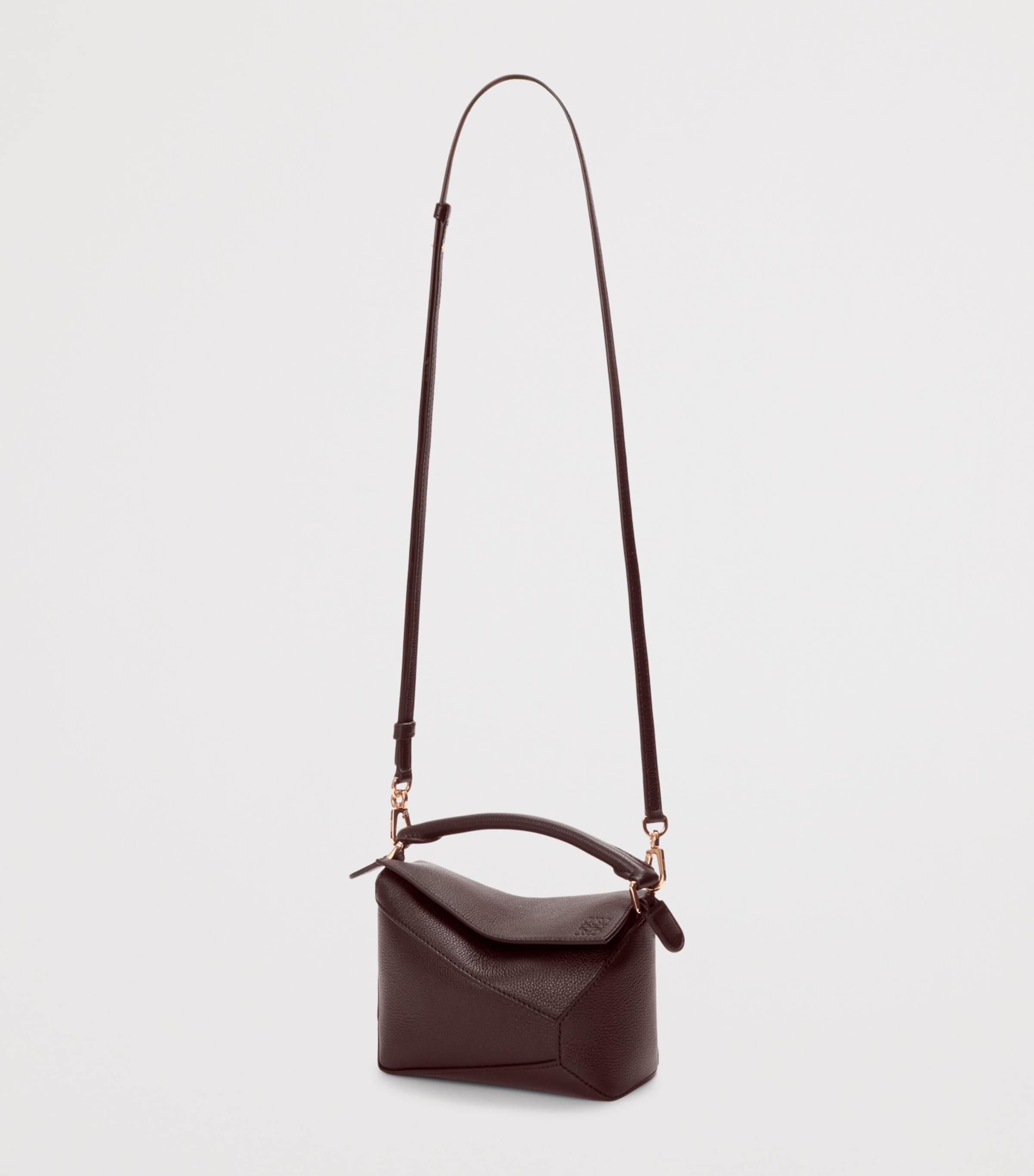 LOEWE Mini Leather Puzzle Top-Handle Bag Dark Chestnut Image 6