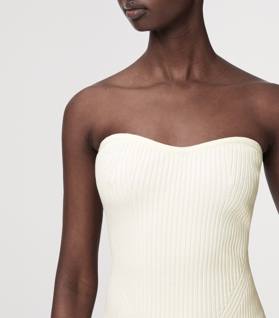 AllSaints Womens Knitted Bandeau Cruz Top Chalk White Image 5