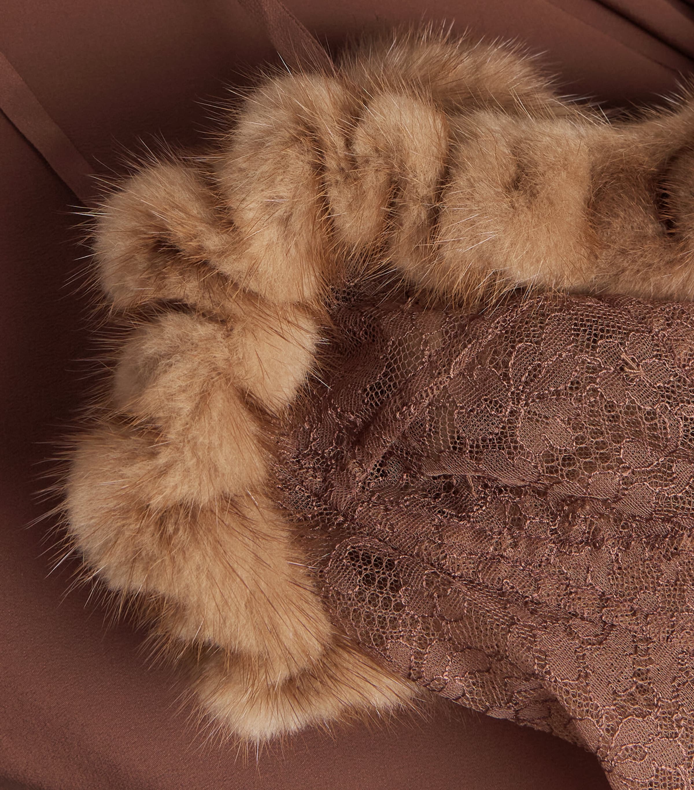 Mink-Silk Lace Slip Maxi Dress MINK BROWN Image 4