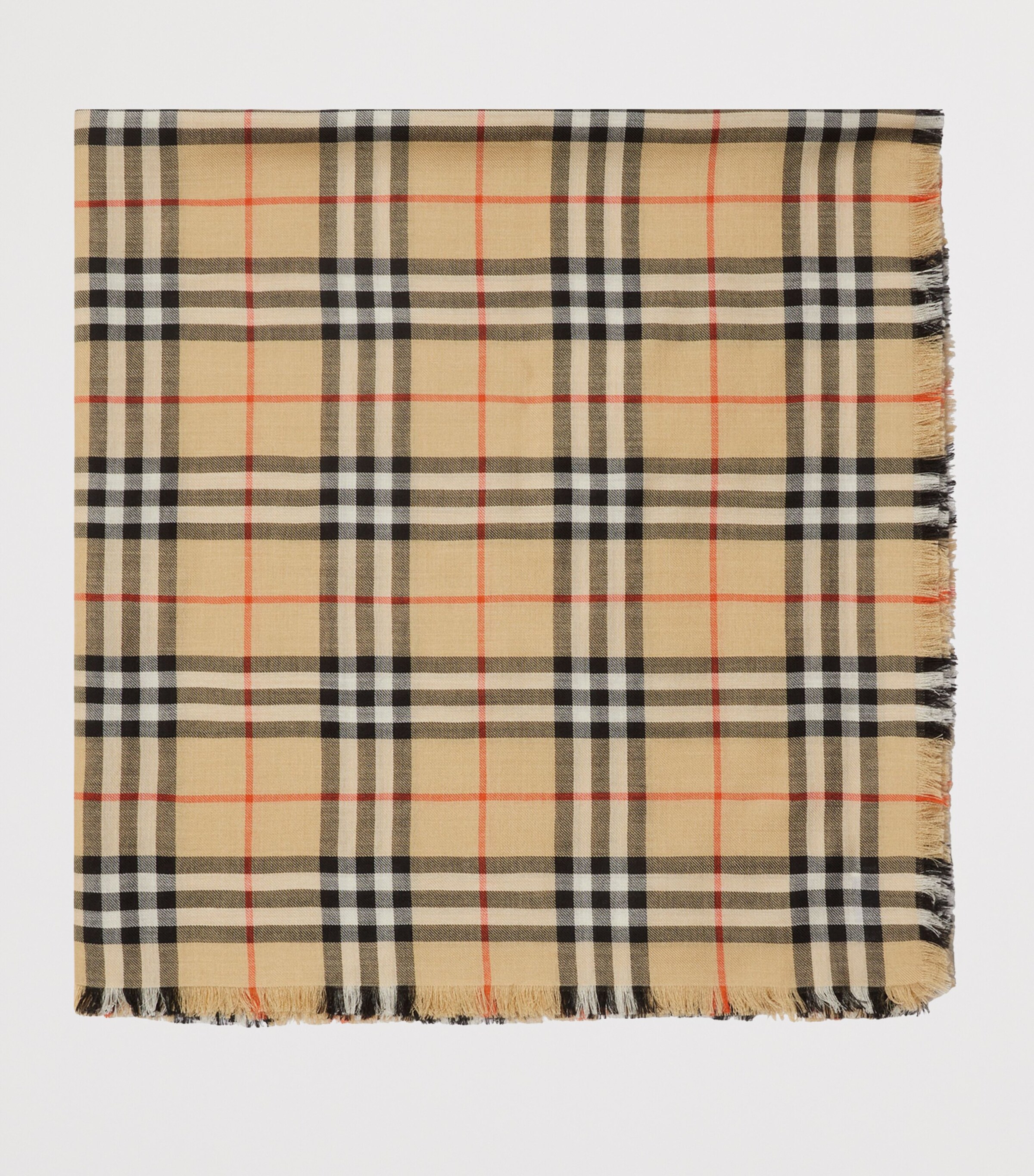 Cashmere-Silk Check Scarf SAND Image 2