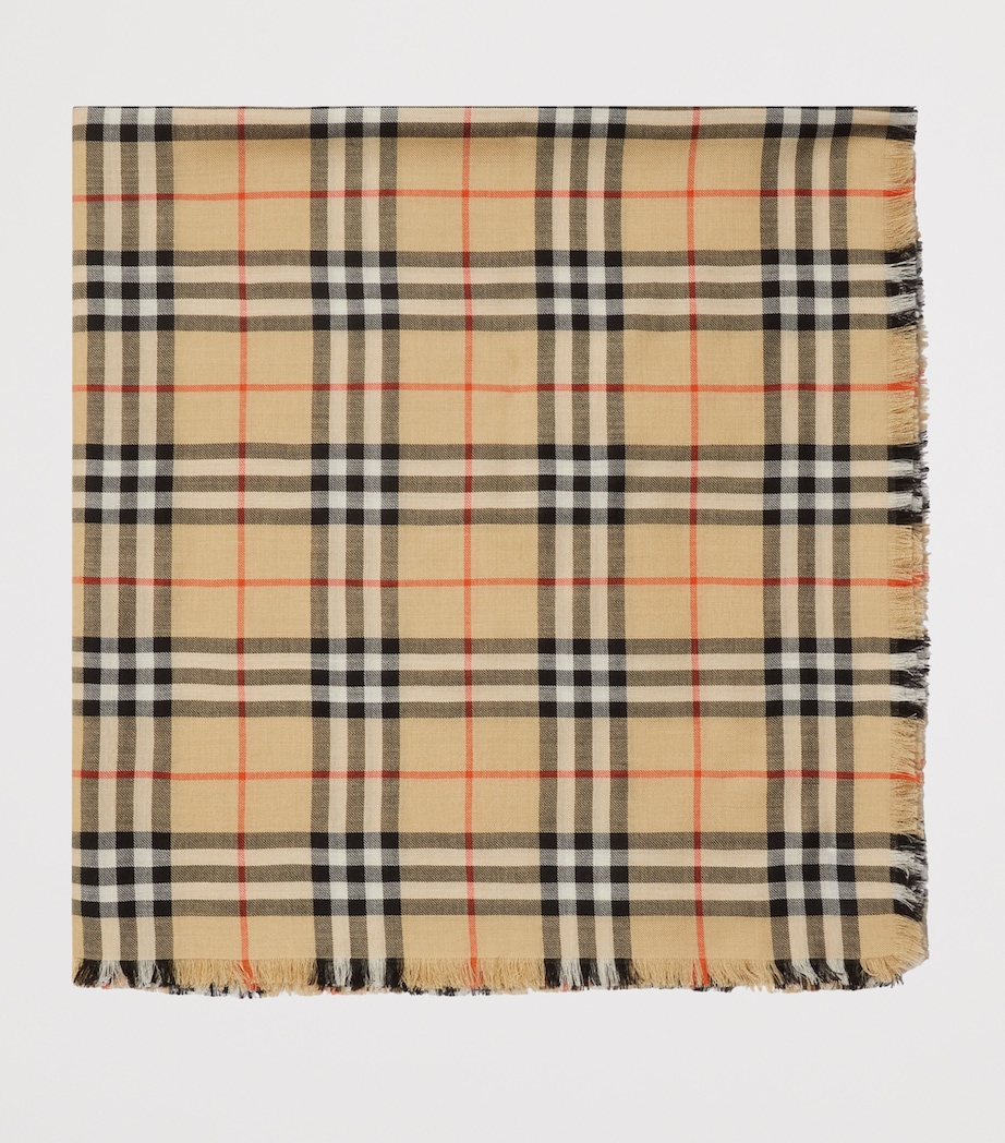 Cashmere-Silk Check Scarf SAND Image 2