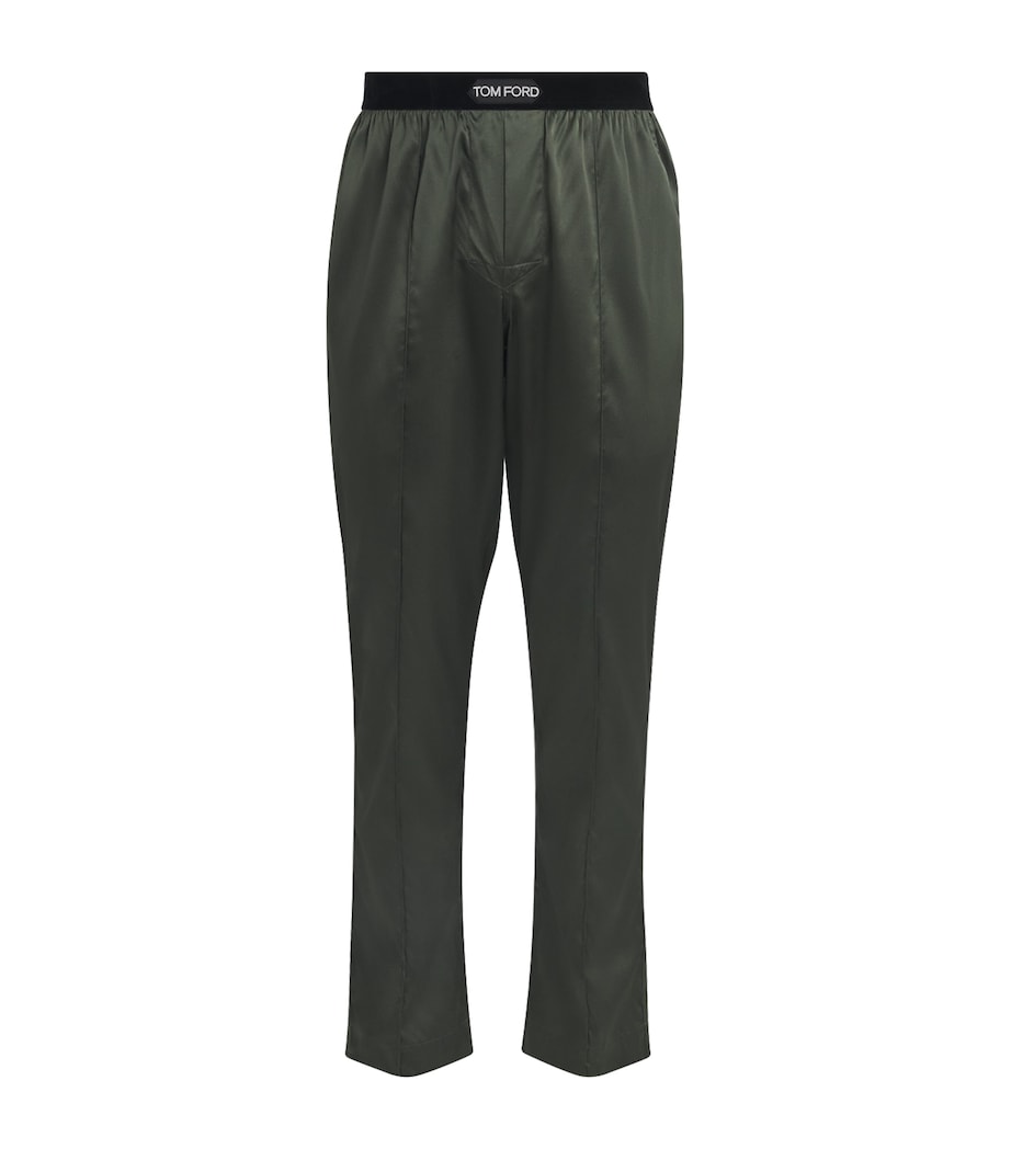 Silk-Blend Pyjama Bottoms 306DEEP MILITARY Image 1