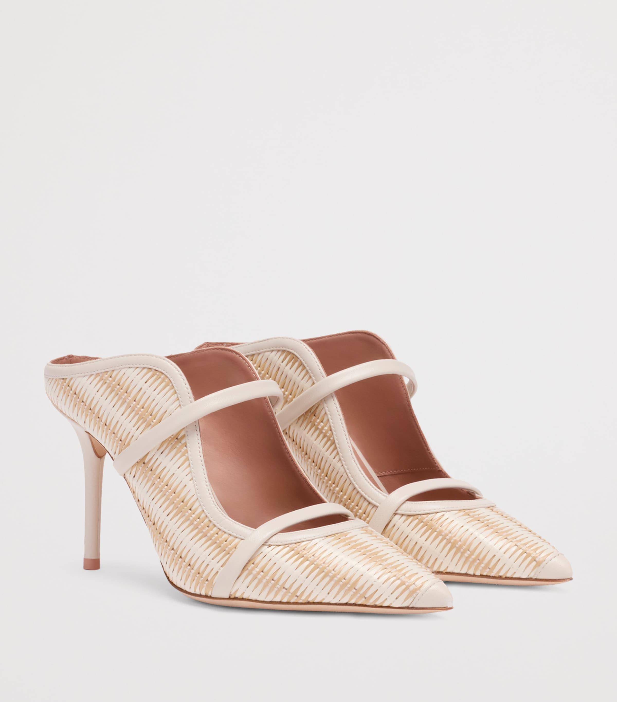 Malone Souliers Raffia Maureen Heeled Mules 85 Cream Image 3