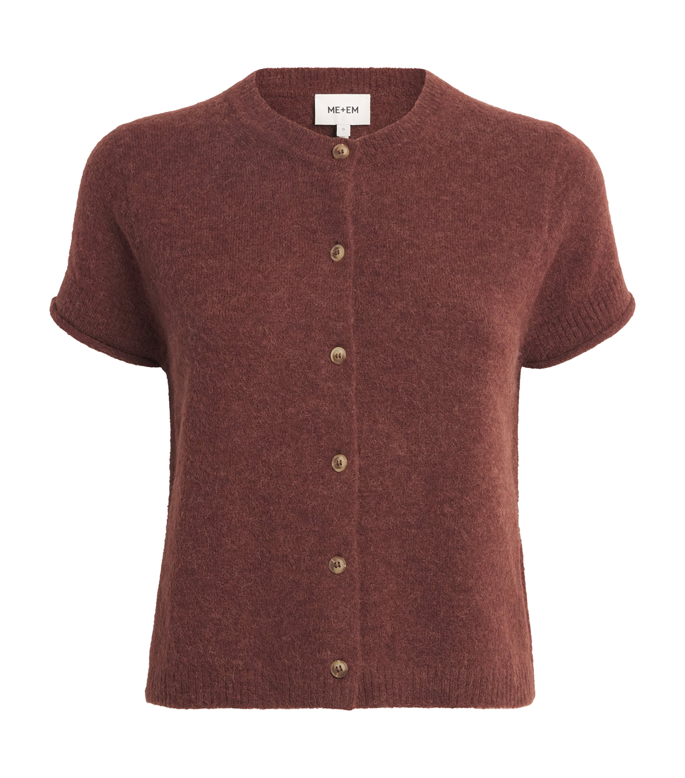 ME+EM Womens Alpaca-Blend Baby T-Shirt Cinnamon Brown Image 1
