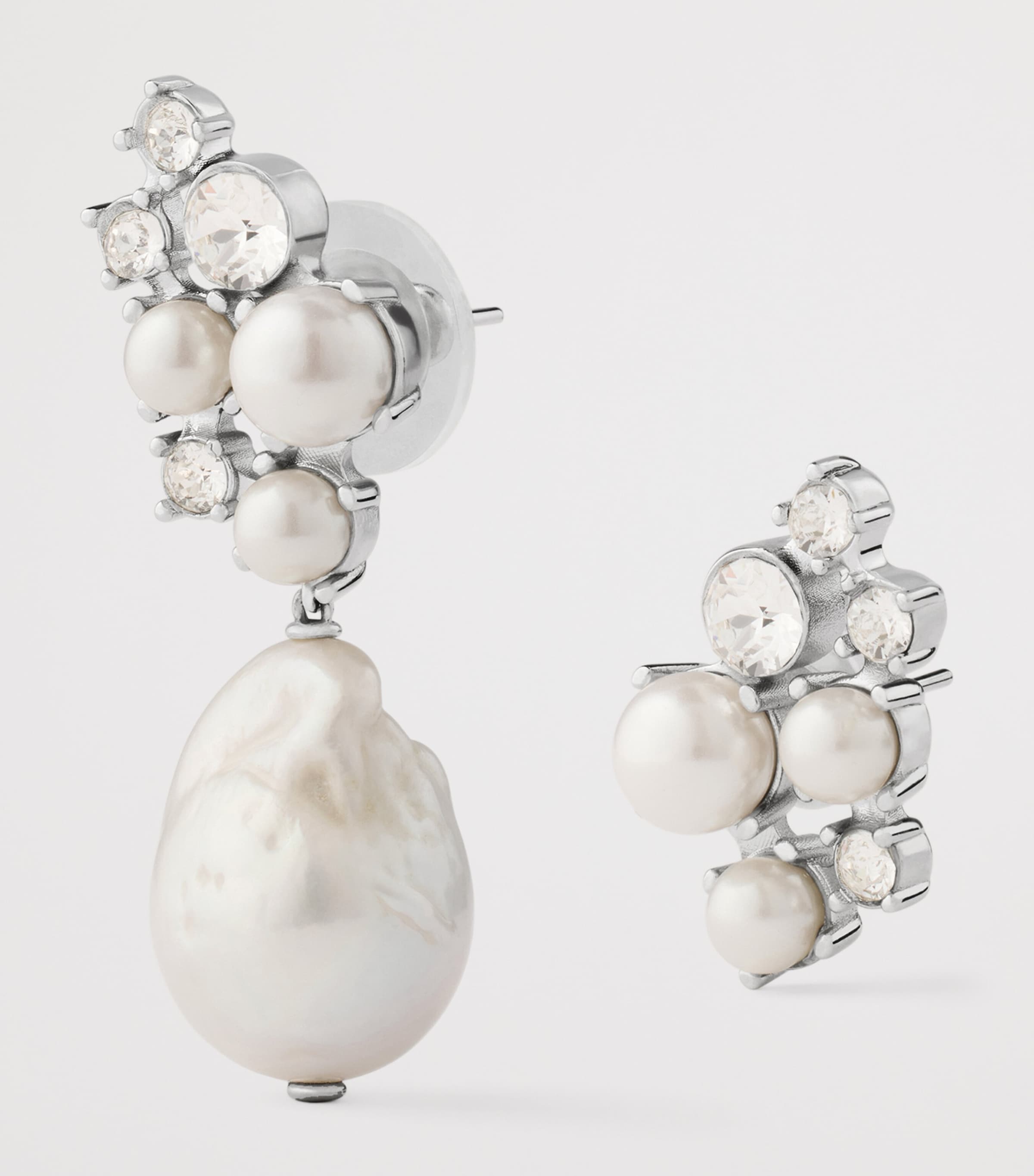 Faux Pearl and Crystal-Embellished Earrings WHITE/SILVERY Image 3