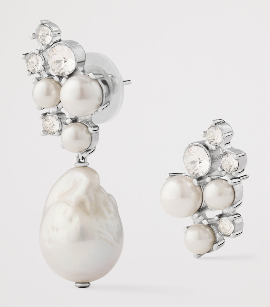 Faux Pearl and Crystal-Embellished Earrings WHITE/SILVERY Image 3