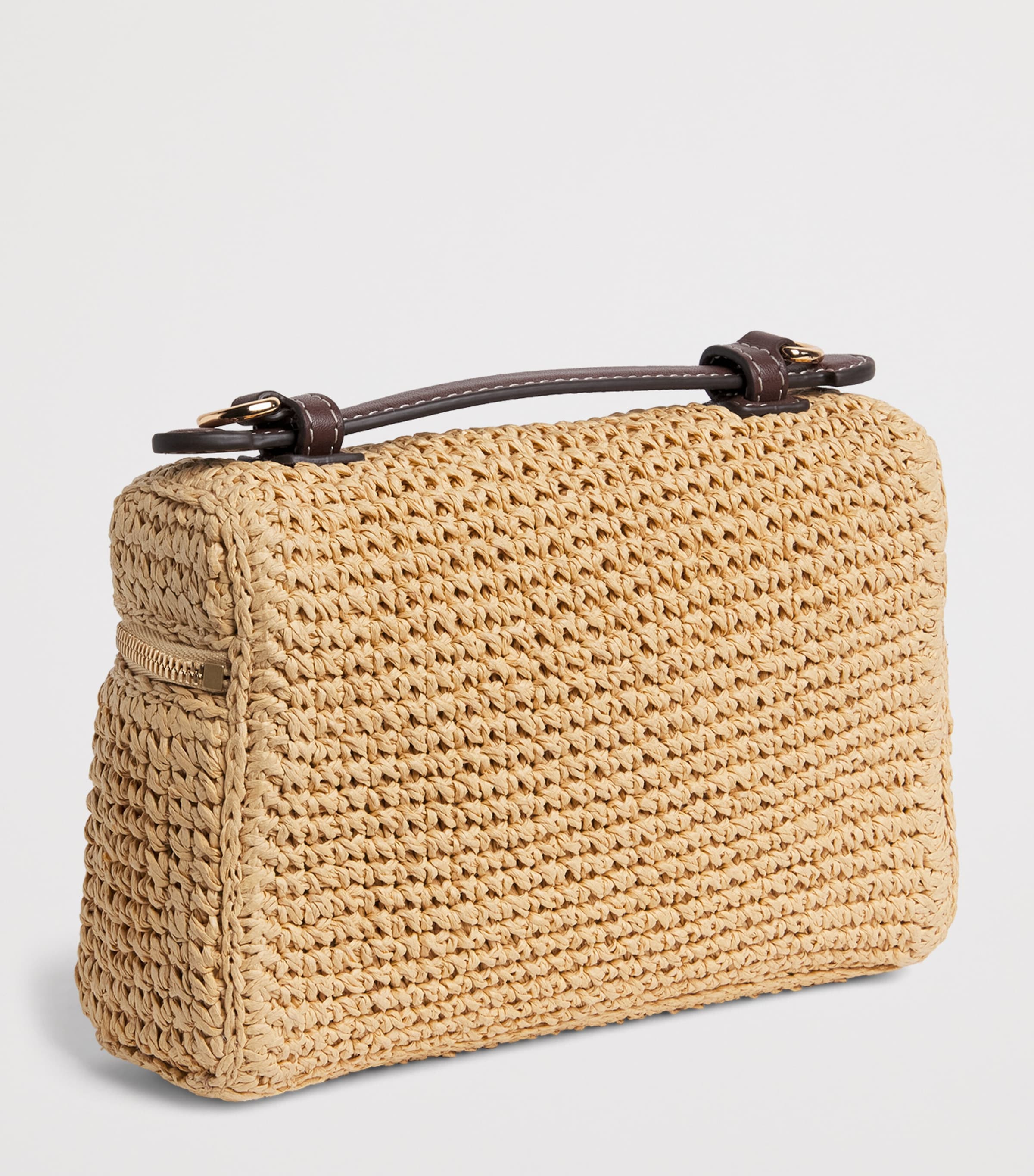 Tory Burch Raffia Romy Slim Top-Handle Bag Natural Image 3