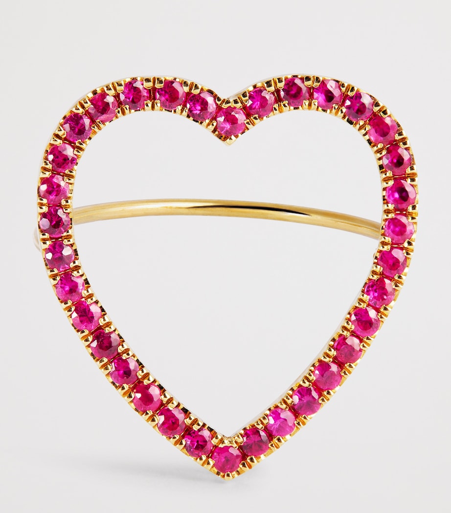 Large Yellow Gold and Ruby Open Heart Ring YELLOW GOLD Image 4