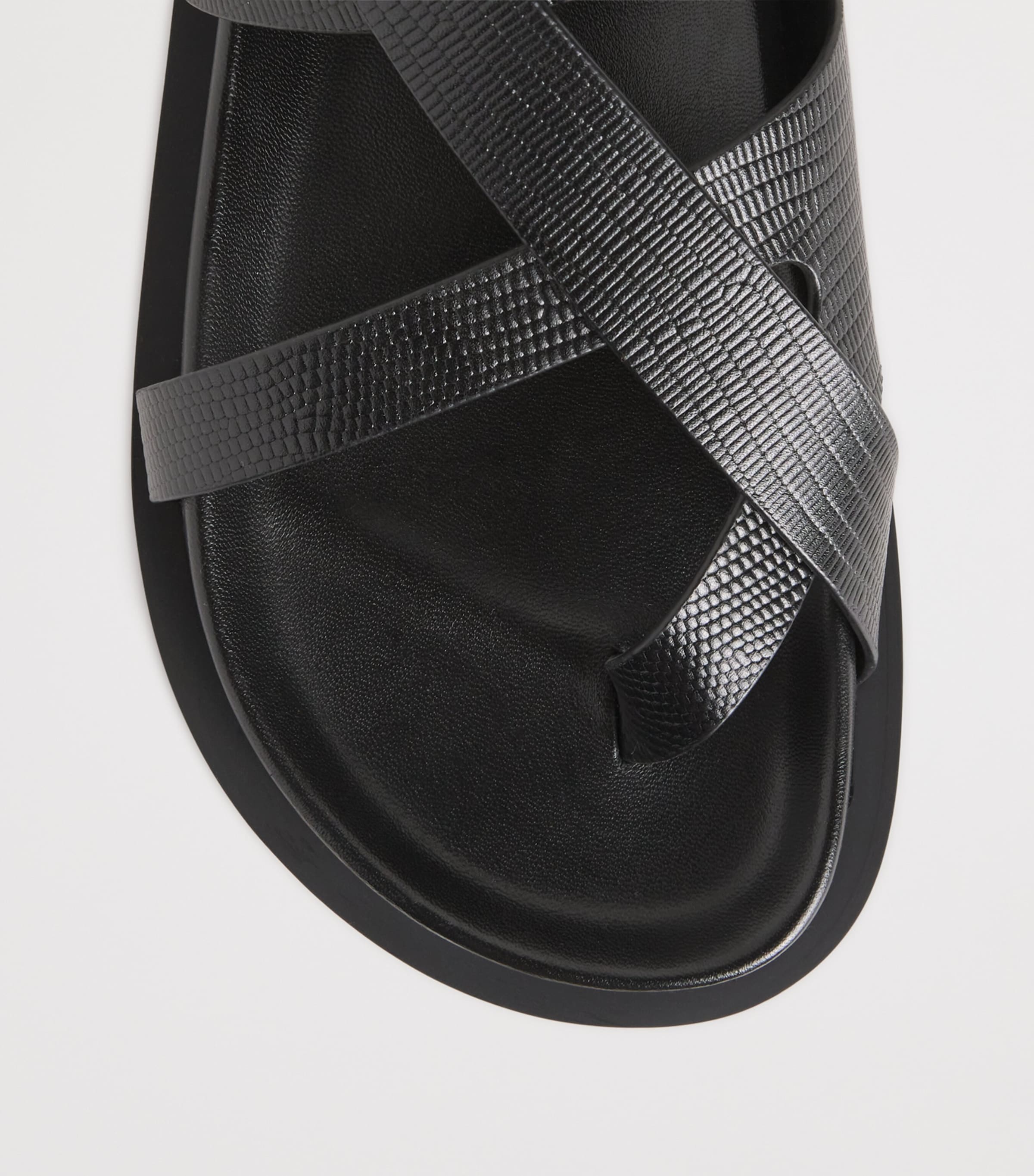 Leather Elbert Sandals BLACK EMBSSED LIZARD Image 5