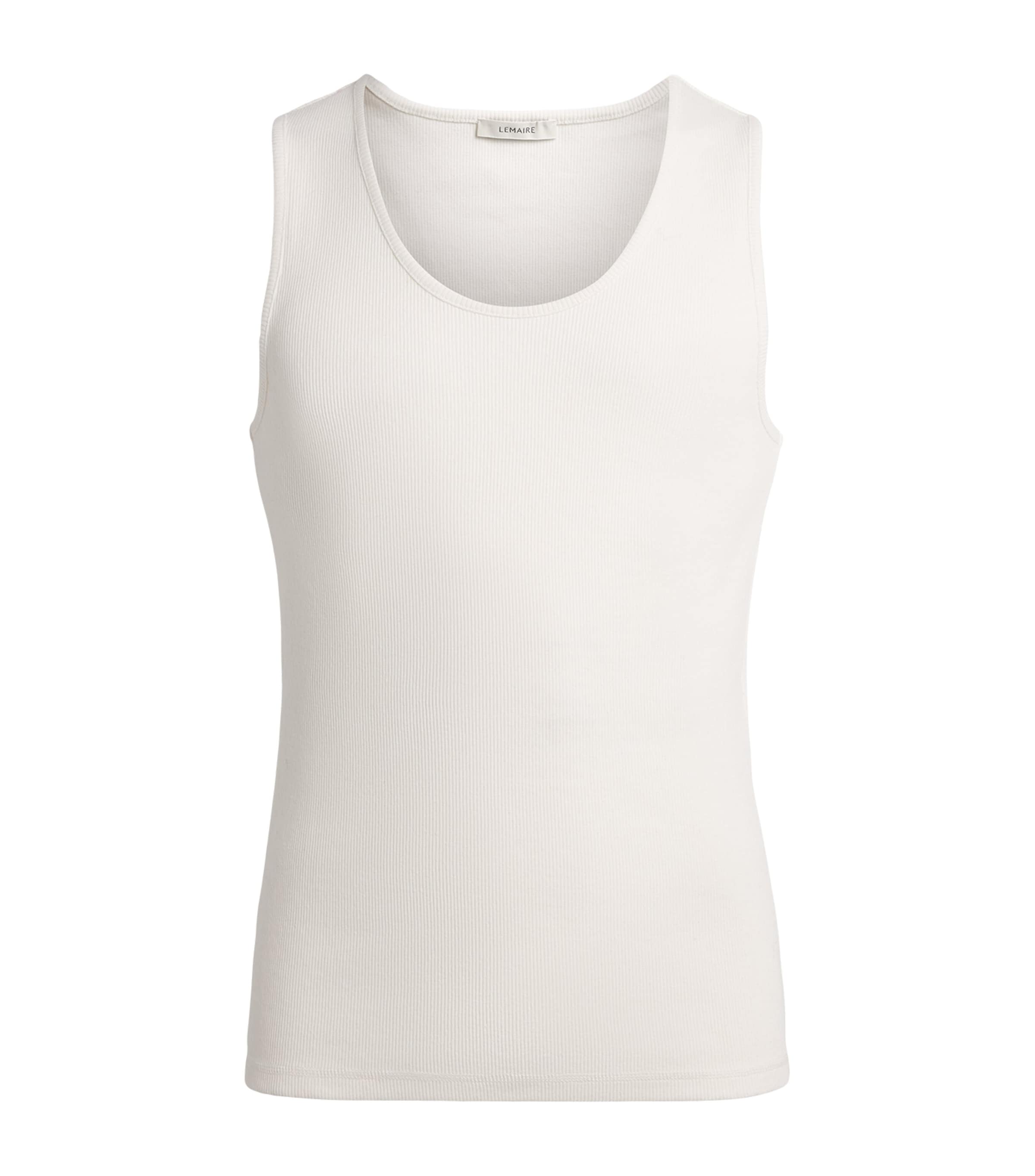 Lemaire Cotton-Linen-Blend Ribbed Tank Top Milk/