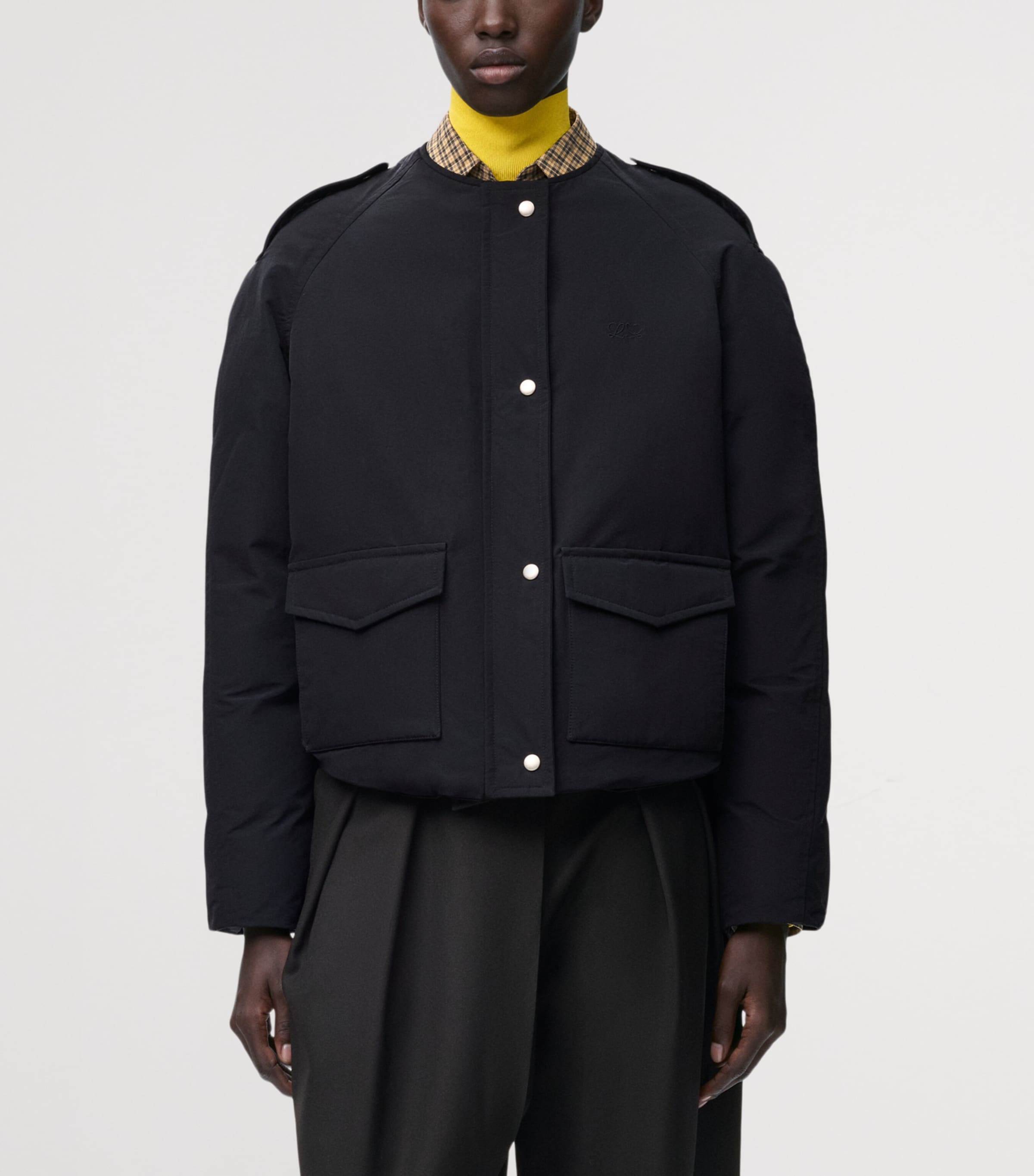 LOEWE Womens Technical Shearling-Collar Jacket Black Image 6
