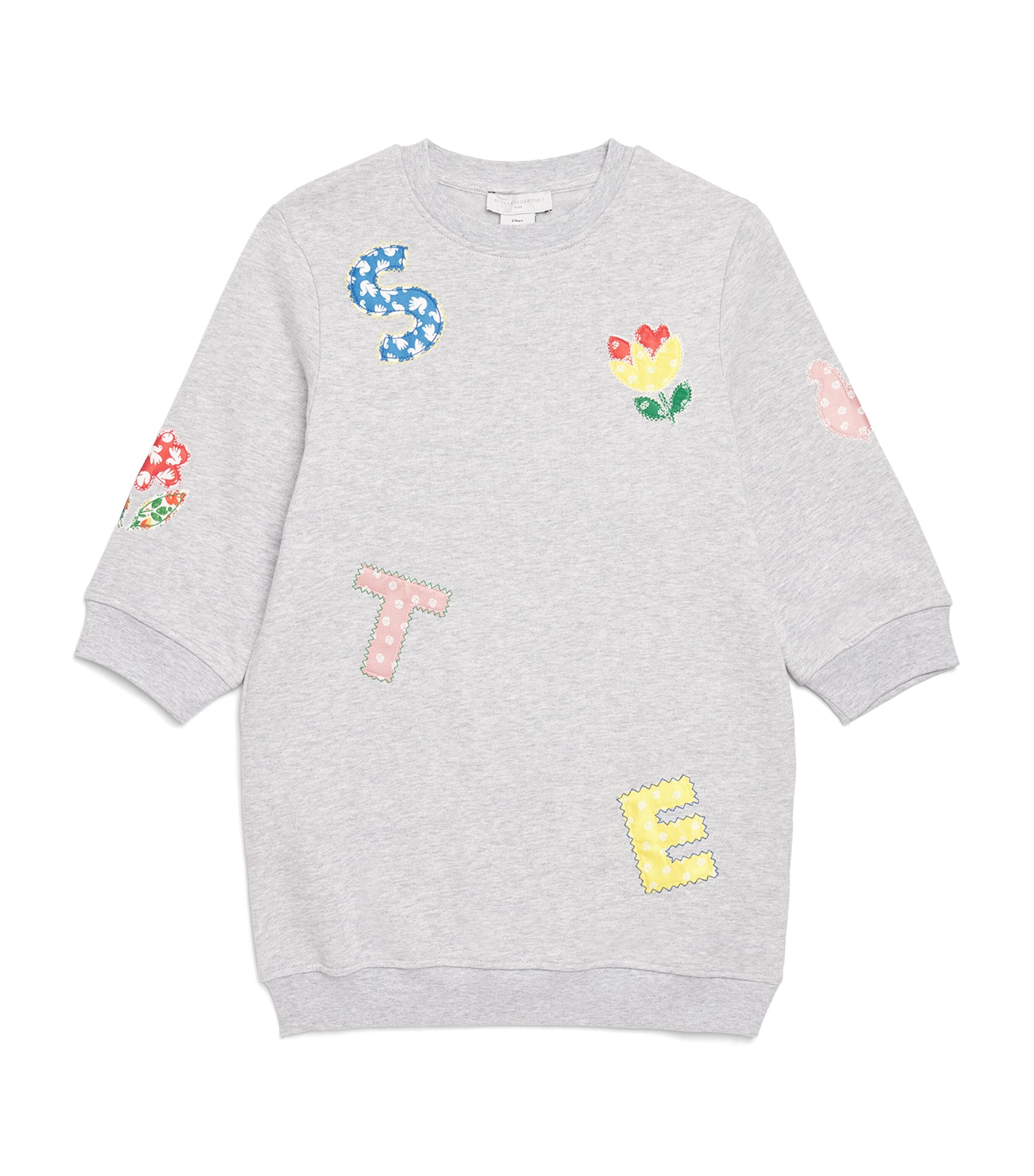 Stella McCartney Kids Cotton Patchwork Sweatshirt Dress (3-14 Years) Grigio Medio Mel. Image 1