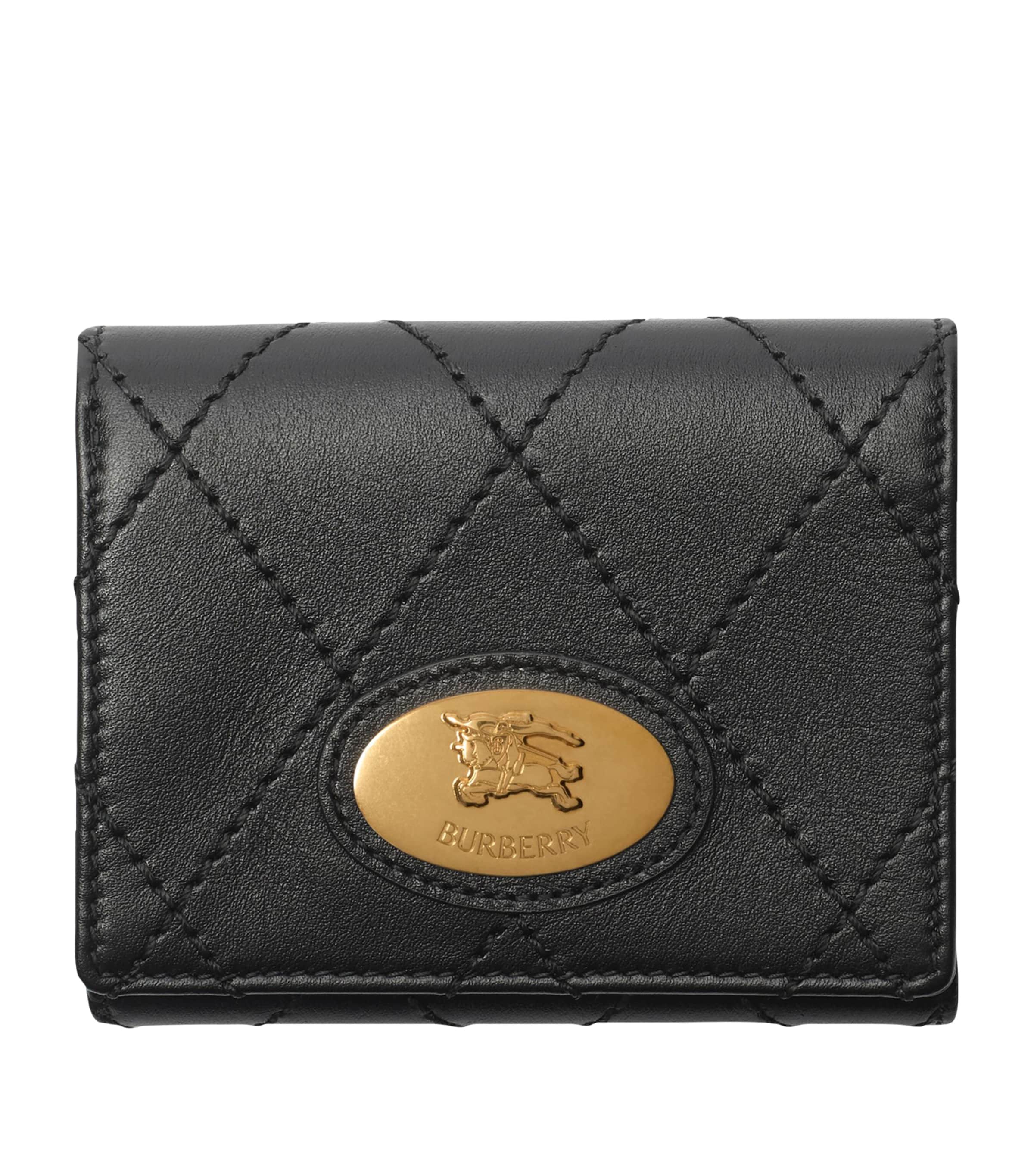 Burberry Leather Quilted Wallet In Black