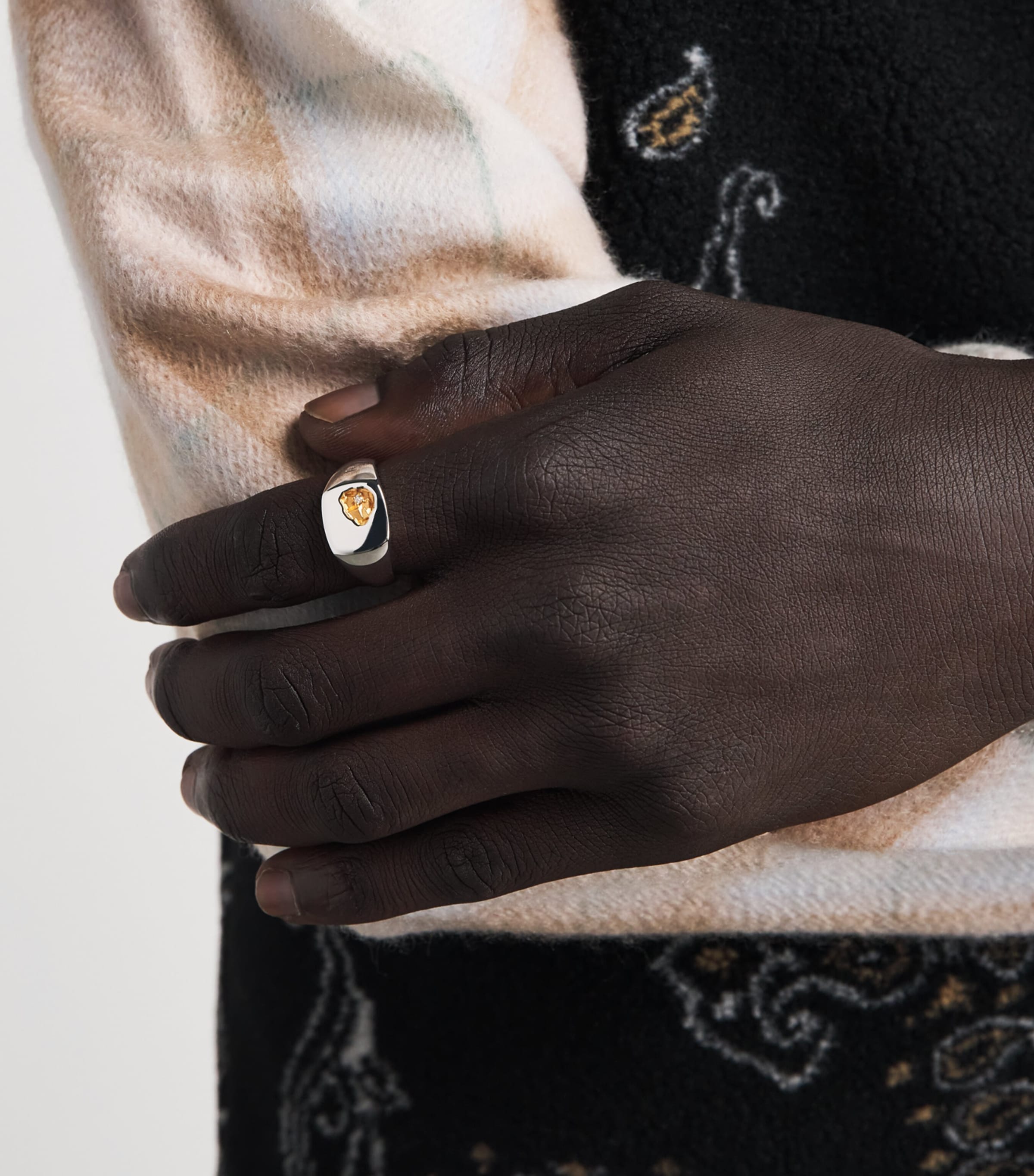 Tom Wood Small Sterling Silver, Yellow Gold and Diamond Mined Ring Gold Plated Image 4