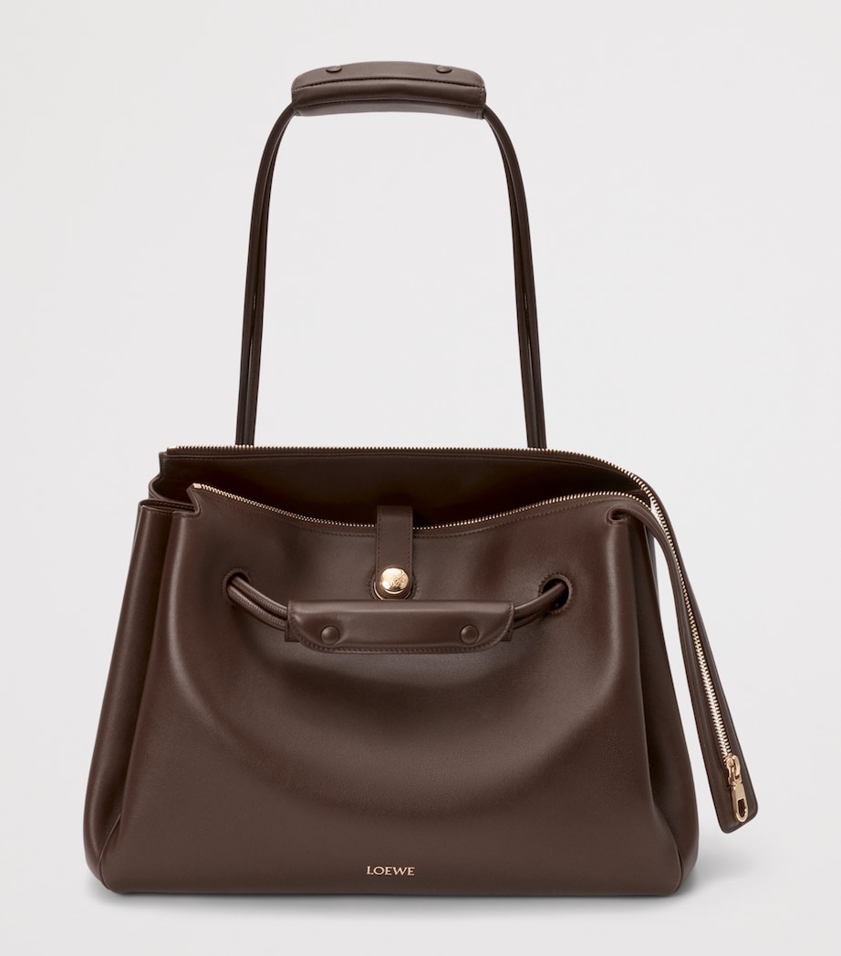 Large Grained Leather Madrid Shoulder Bag DARK CHESTNUT Image 2