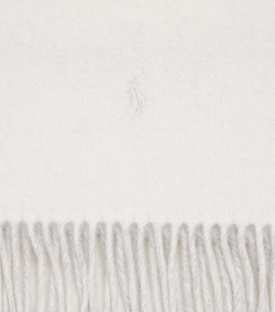 Polo Ralph Lauren Wool Fringed Scarf Cream/lt Vintage Htr Image 4