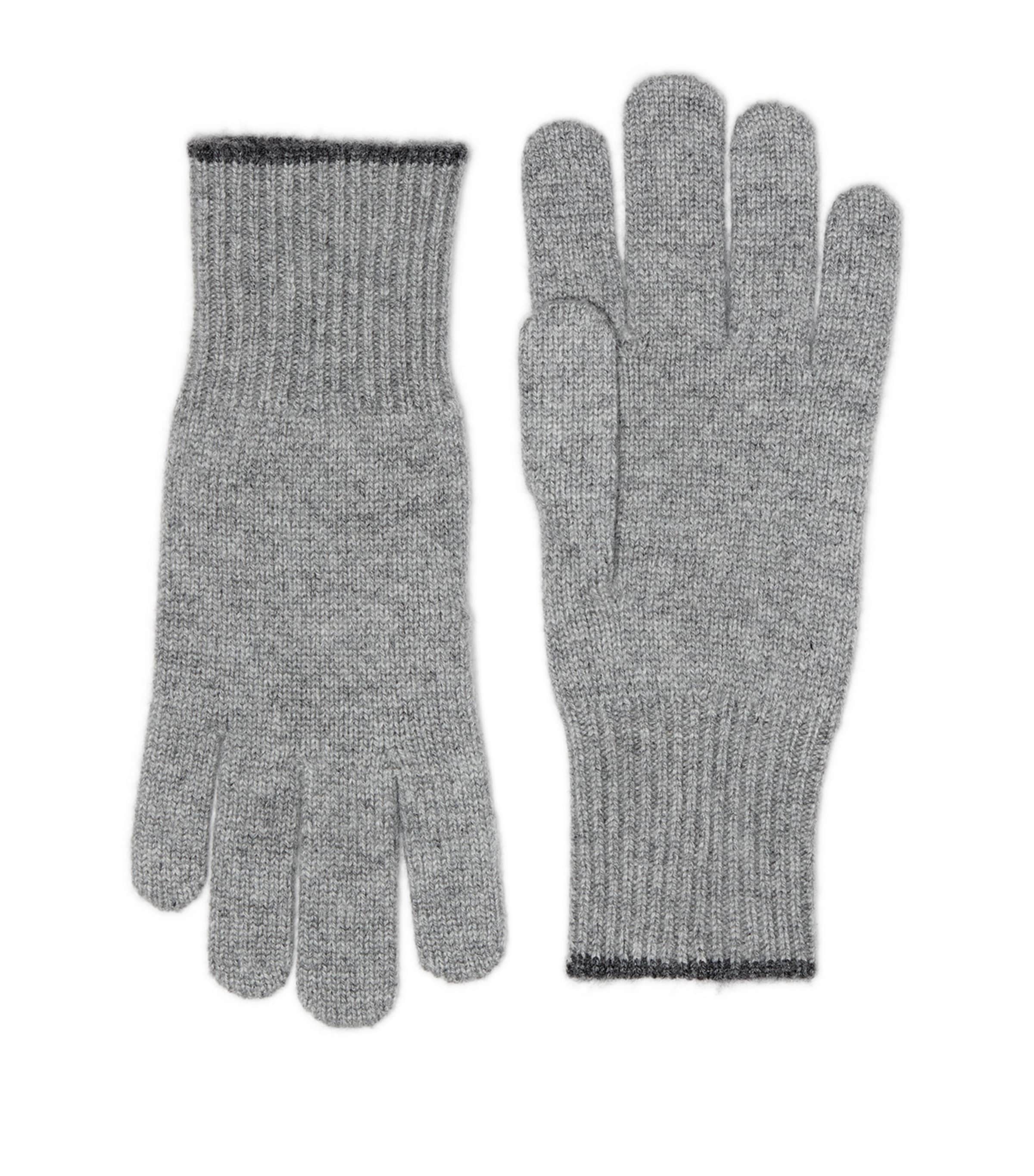 Brunello Cucinelli Ribbed-knit Cashmere Gloves In Grey