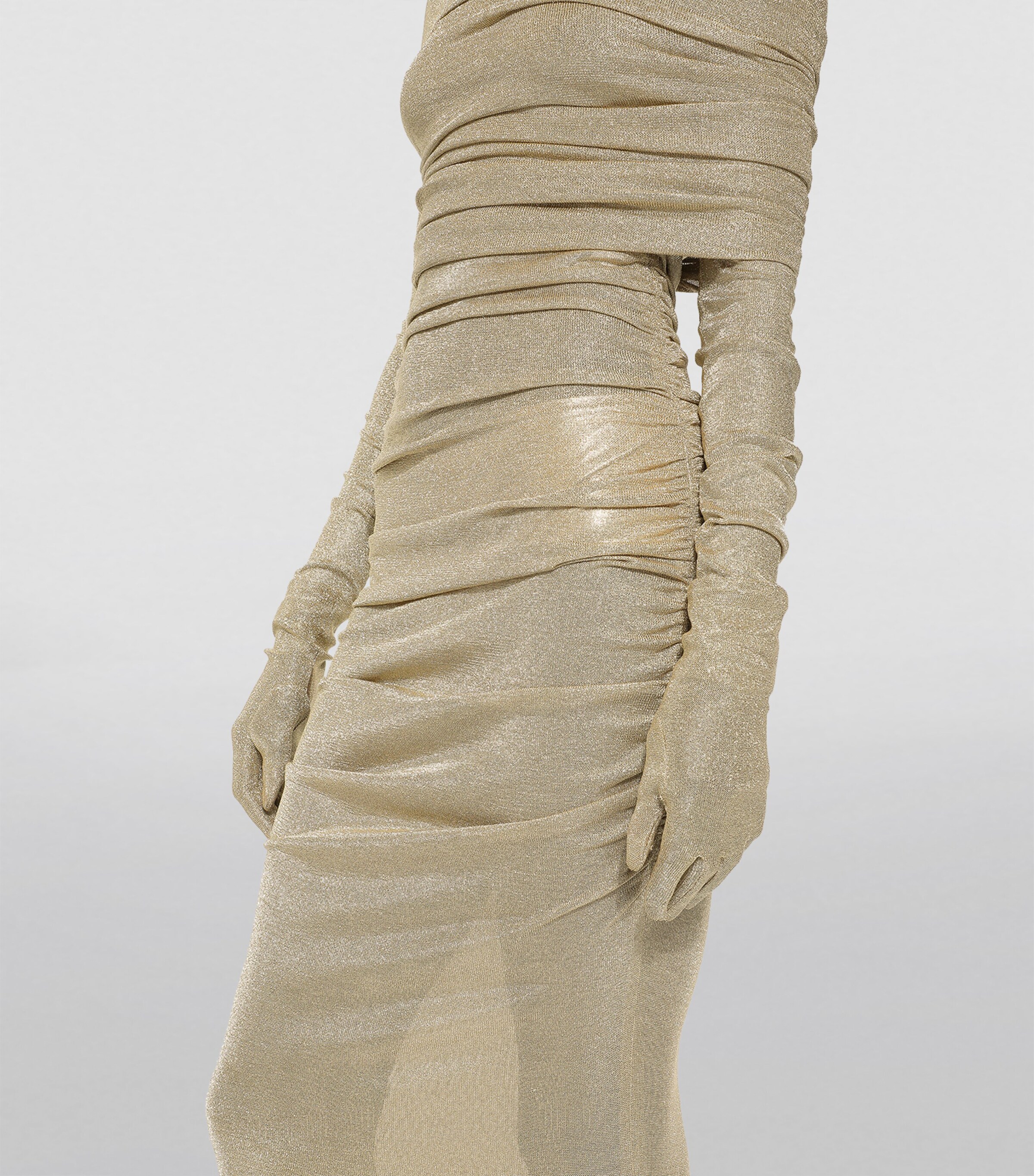Dolce&Gabbana Womens Ruched Midi Dress Gold Image 7