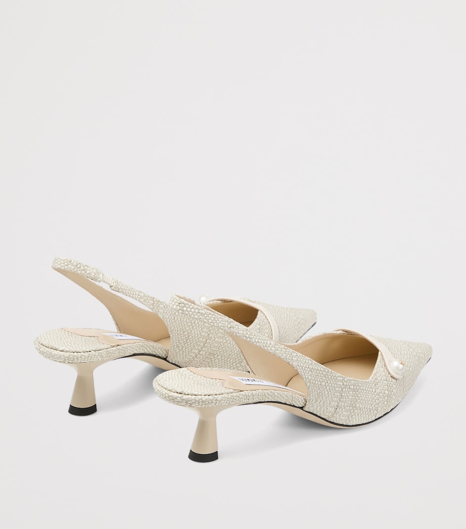 Jimmy Choo Womens Amita 45 Woven Slingback Pumps Natural Image 3