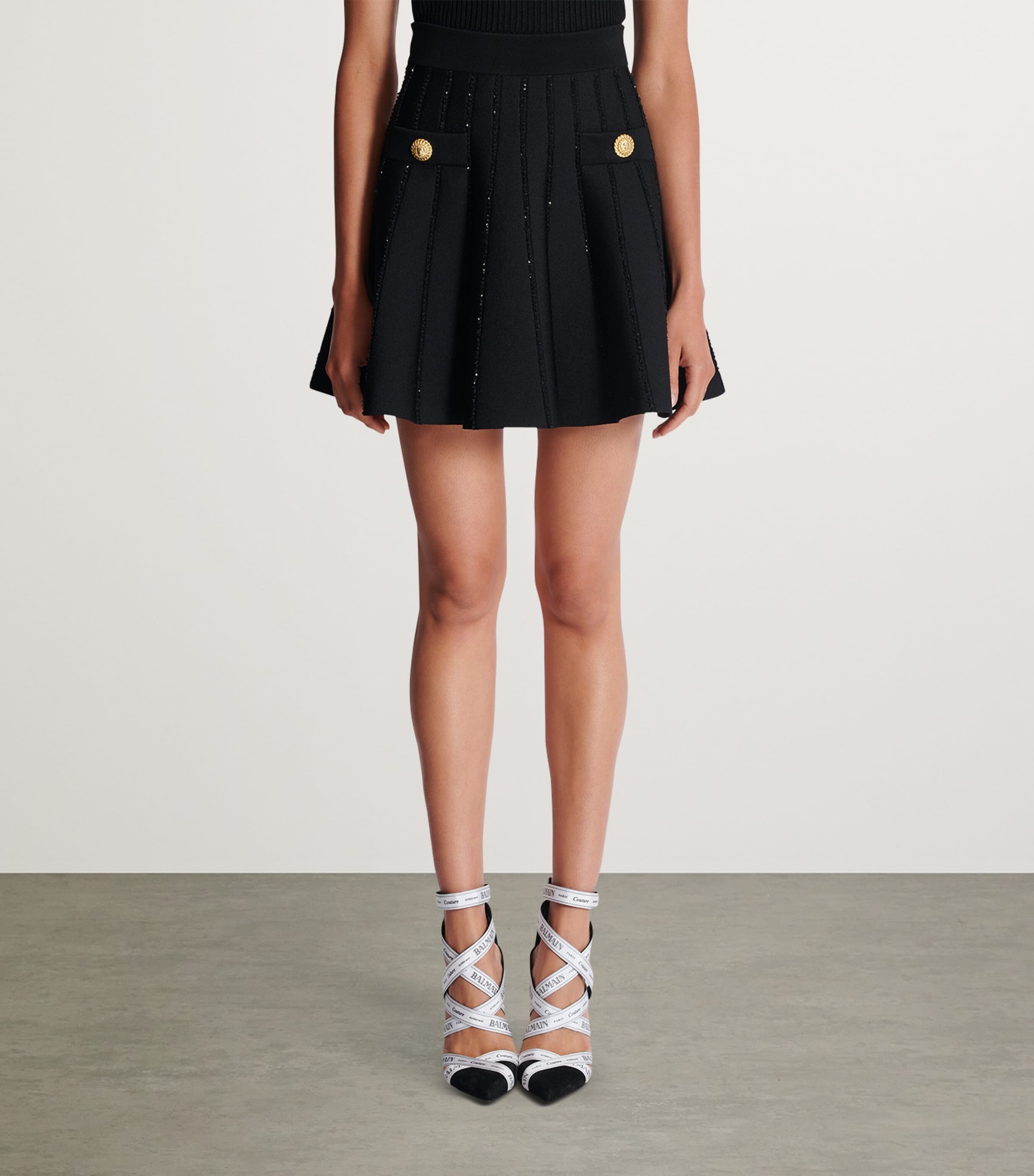 Flared Knitted Mini Skirt 0PA NOIR Image 2