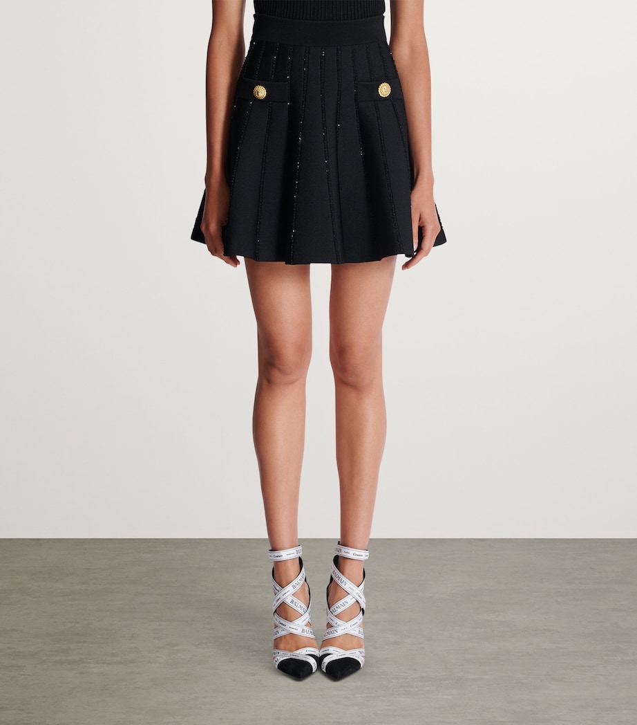 Flared Knitted Mini Skirt 0PA NOIR Image 2